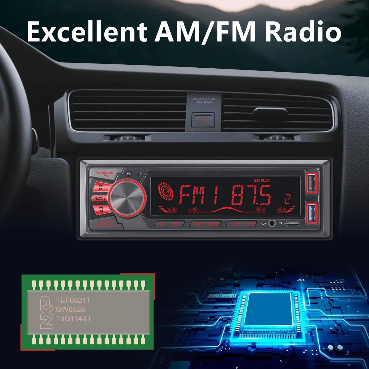 Bluetooth MP3 Player with Adjustable Brightness & External MIC for Safety
