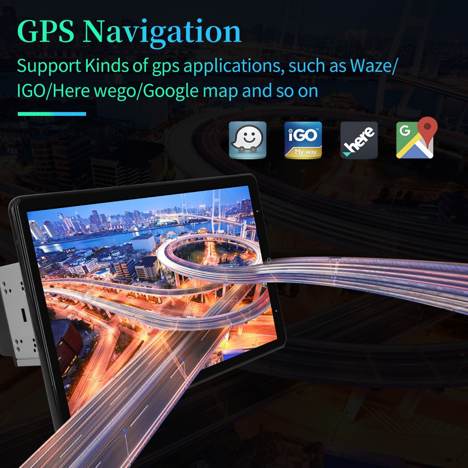 Rotatable Car Stereo Radio 2 DIN 13.3″ Touch Screen Android GPS Navi Wifi 128 GB