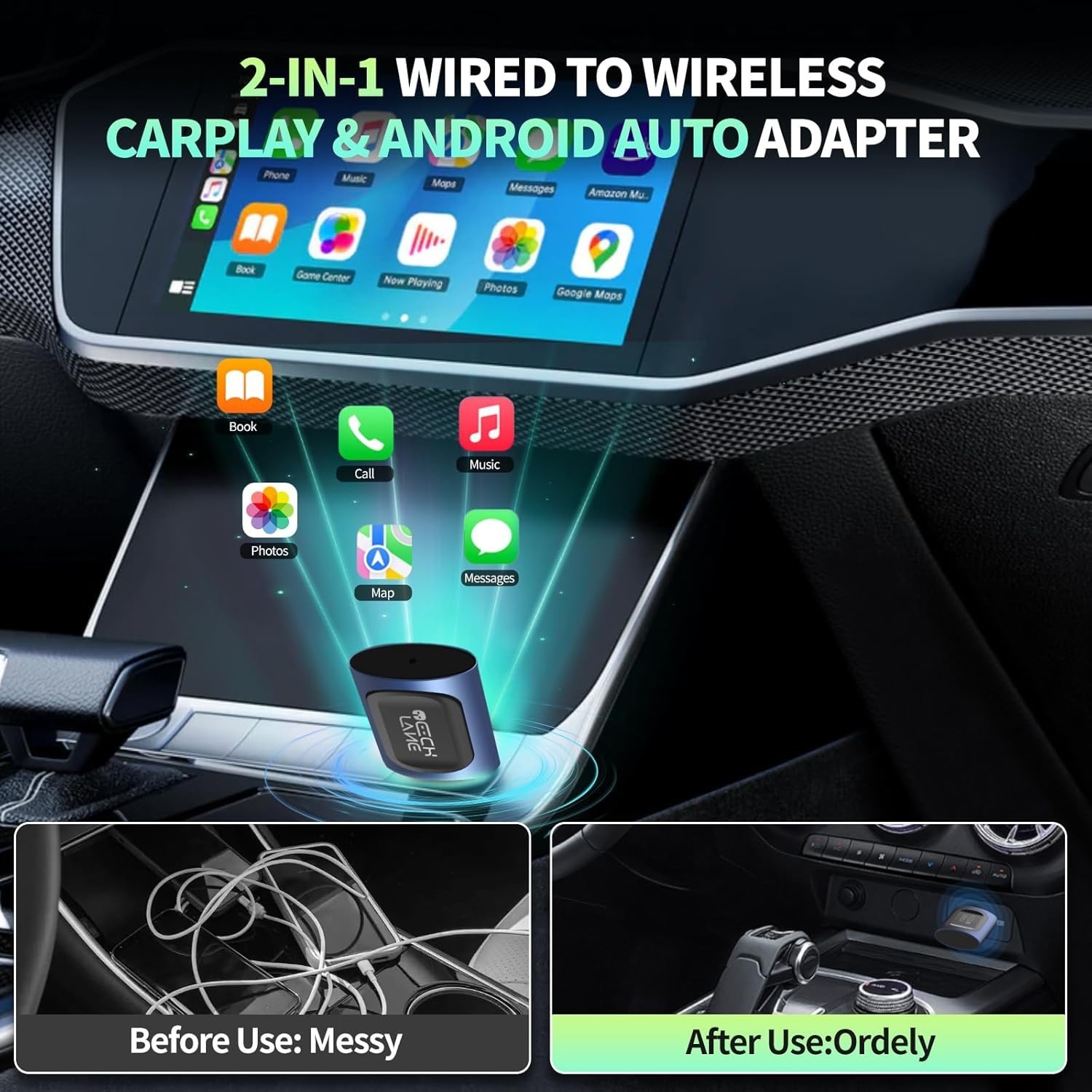 Wireless CarPlay Android Auto Adapter Bluetooth 5.4 USB C A 5G WiFi Stable
