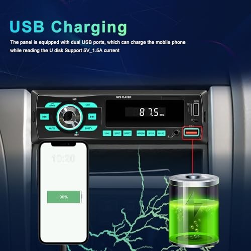 Car Radio Bluetooth Single DIN Car Stereo Audio, Car Audio with Dual P4