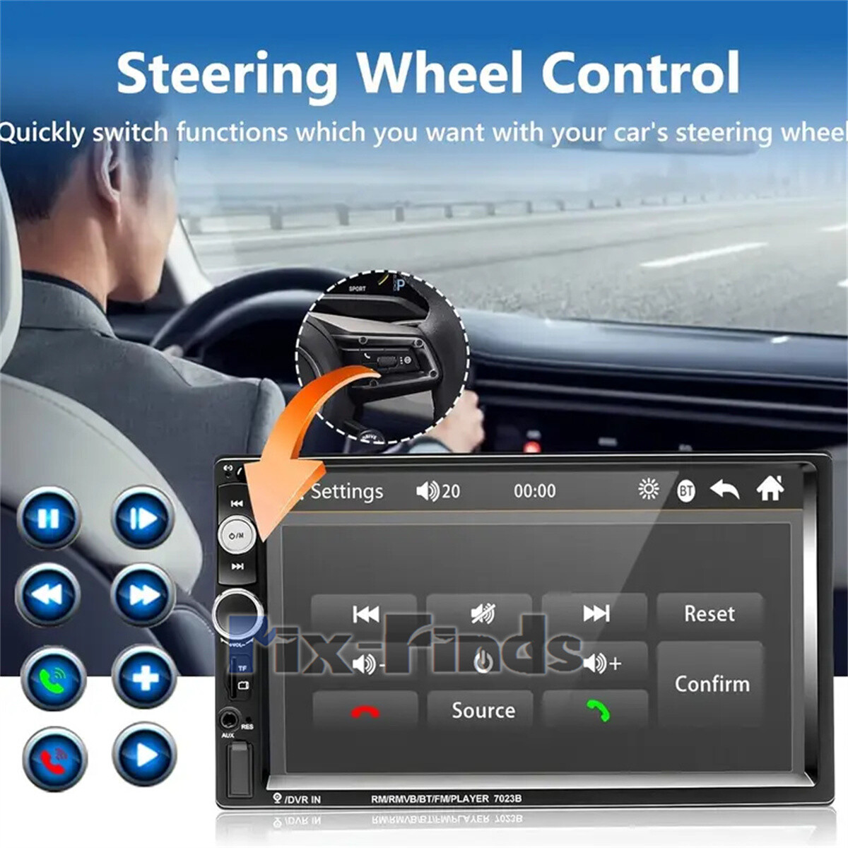 Double Din 7″ Car Stereo Radio with Touch Screen GPS Navigation Bluetooth New