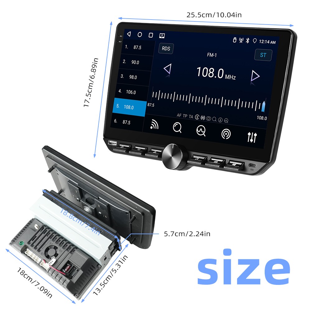 10.1″ Android 15 Car Radio 4+64G Wireless CarPlay Android Auto GPS MP5 Player