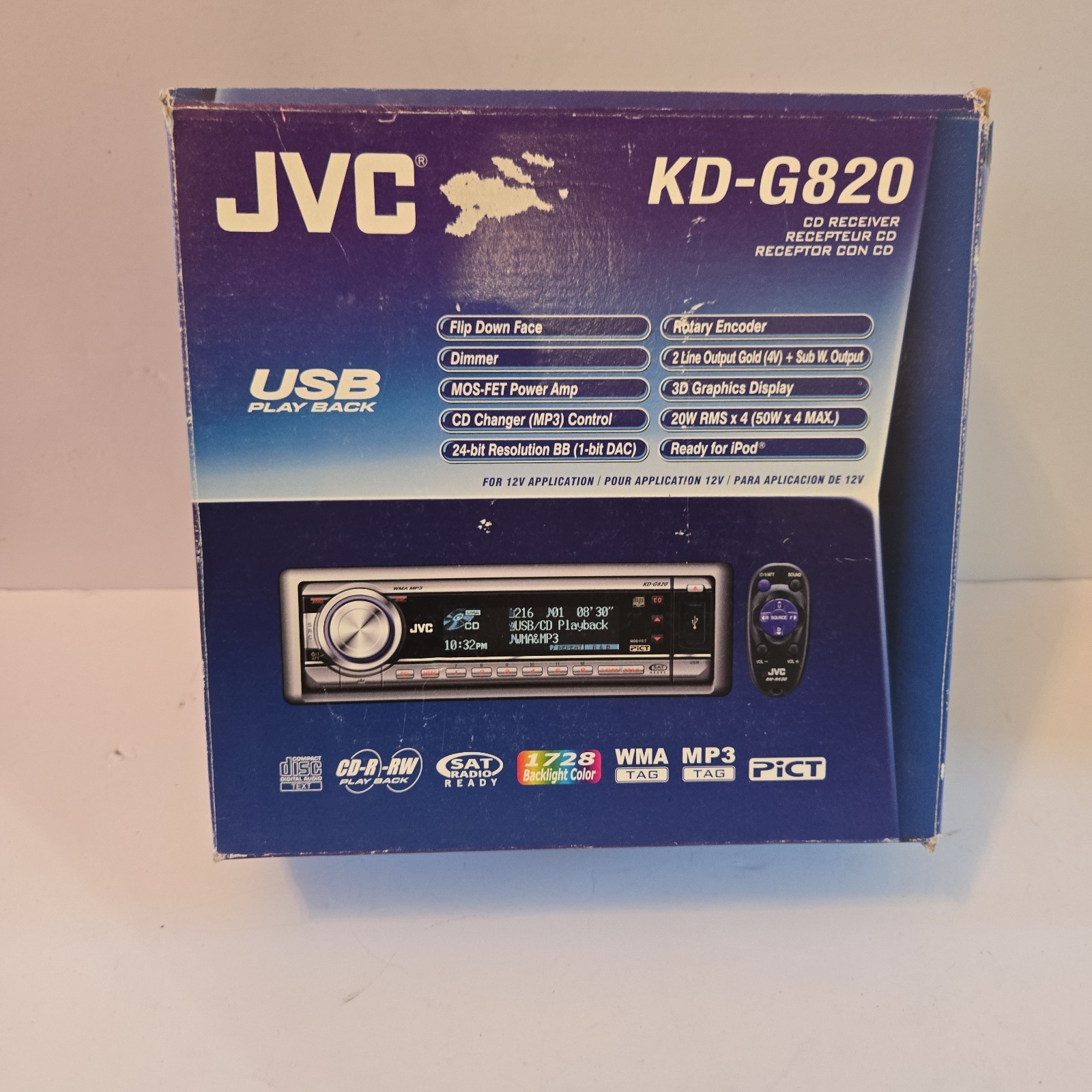JVC KD-G820 CD MP3 USB Car Stereo Receiver Complete in Box Tested Working