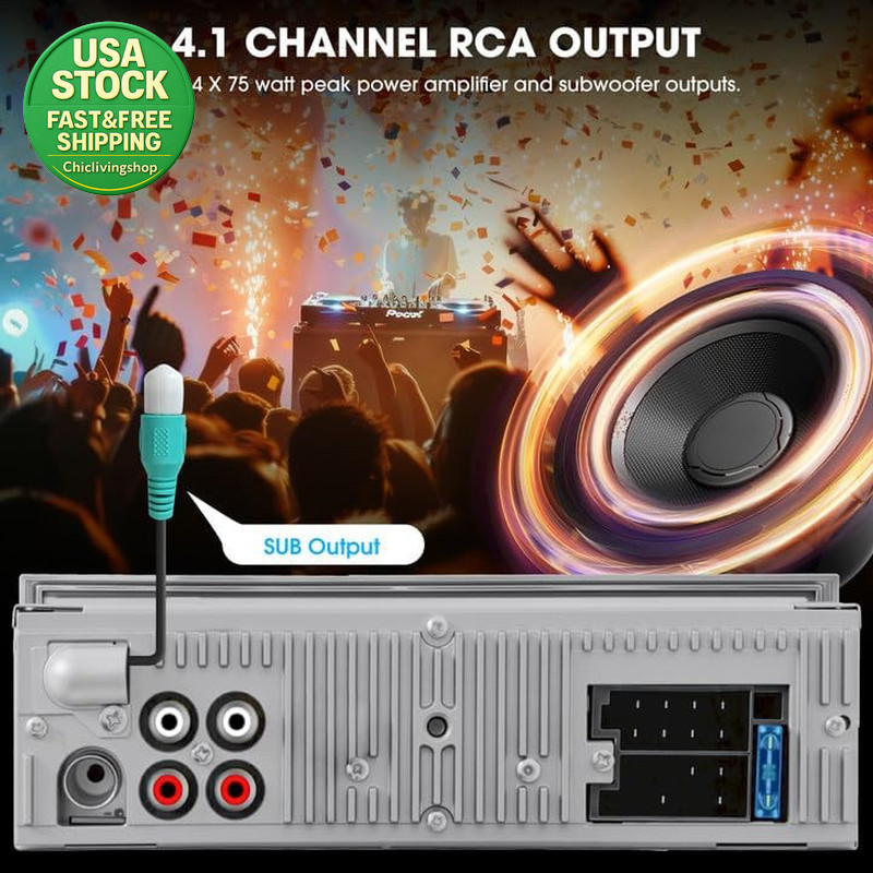 Bluetooth Retro Radio Single Din Vintage Stereo AM FM USB AUX Subwoofer RCA