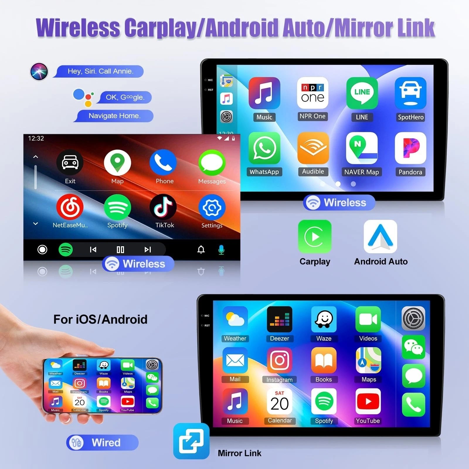 4+64G Car Stereo FOR Mini R56 R60 9″ CarPlay Android 15 HD WiFi GPS 1280*800