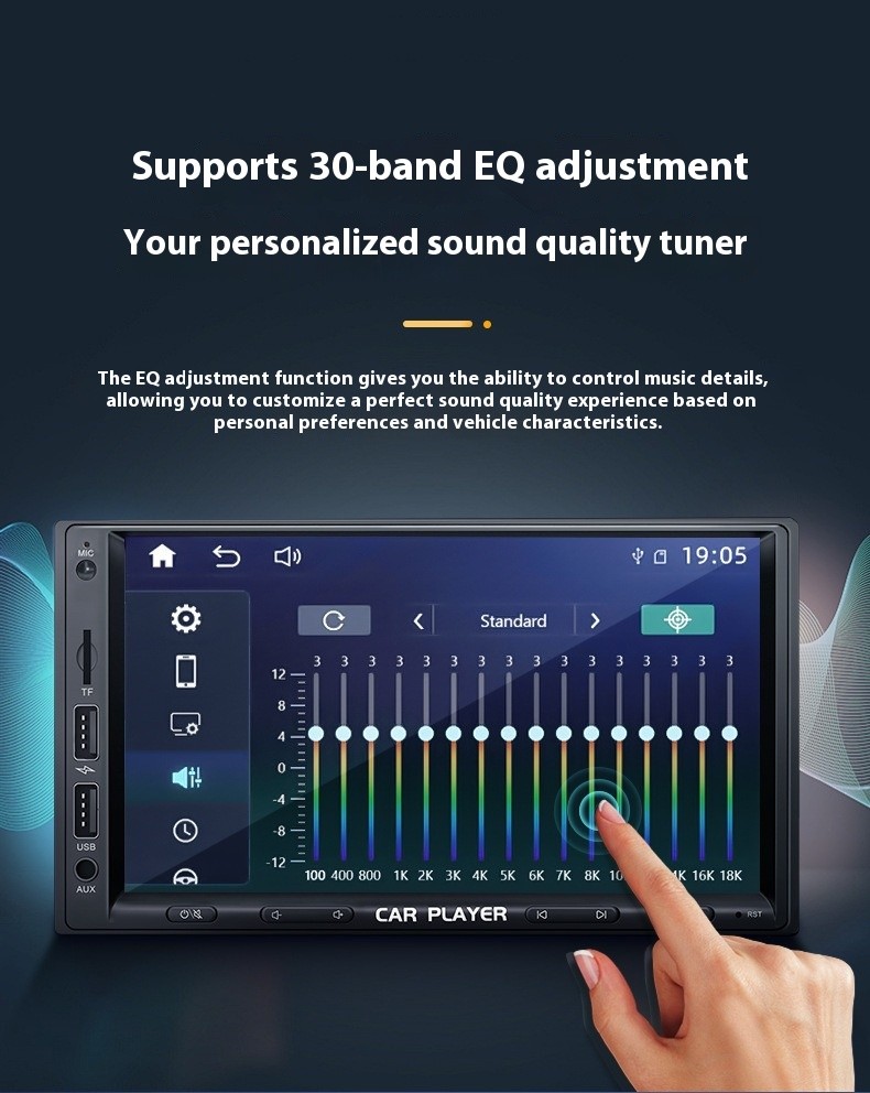 Factory private mold 7 inch double spindle machine car bluetooth mp5 player