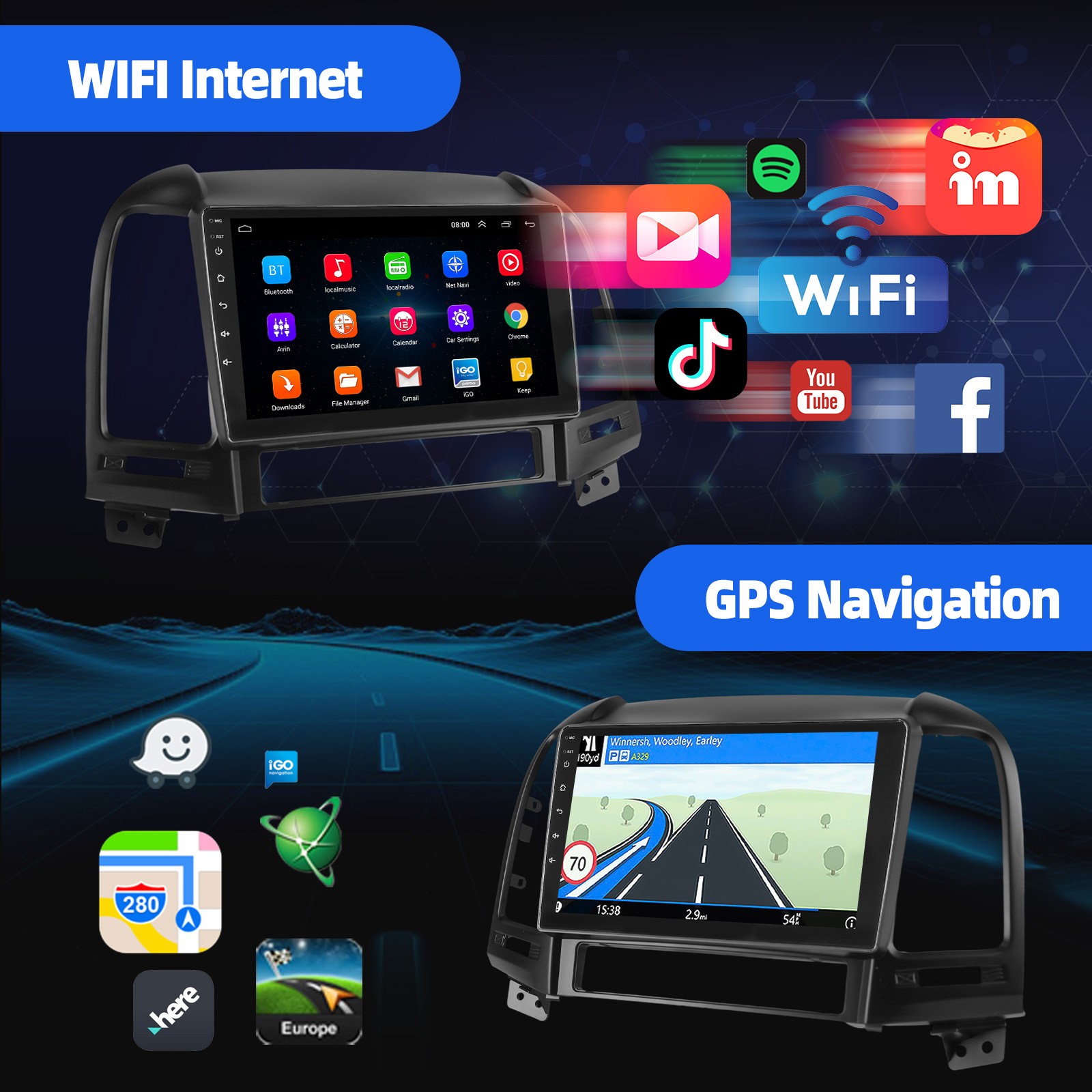 Apple Carplay For Hyundai Santa Fe 2 2006-2012 Android 15 Car Radio Stereo GPS