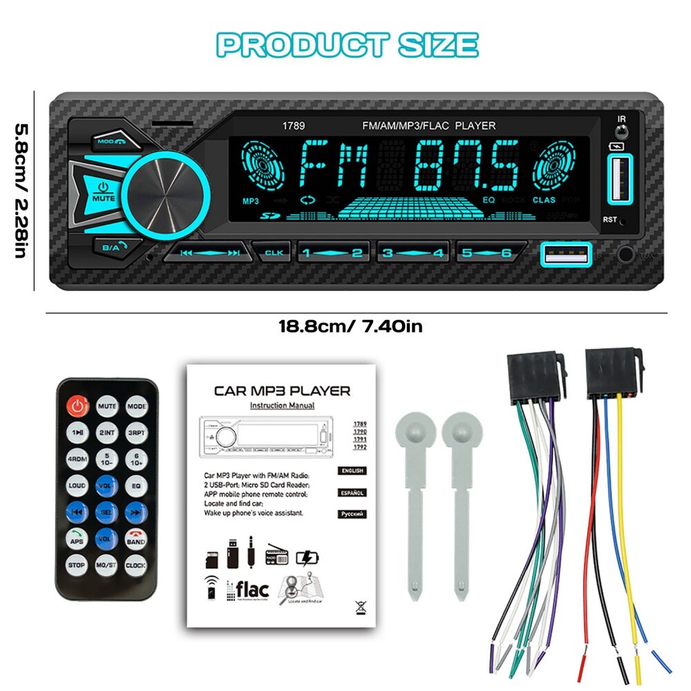 Single Din Car Stereo Bluetooth Hands Free Calling Car Audio Receivers US