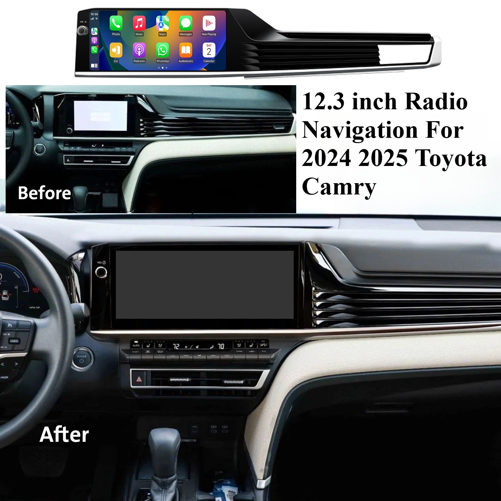 Camry 12.3 inch Screen Android Car Radio For Toyota Camry 2024-2025 Head Unit