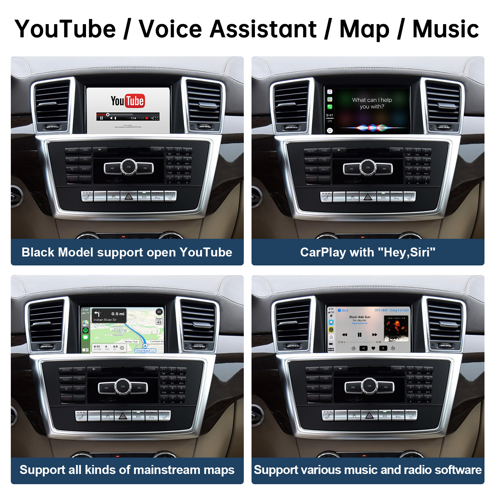For Mercedes Benz ML350 W166 GL450 X166 Wireless CarPlay Android Auto Interface