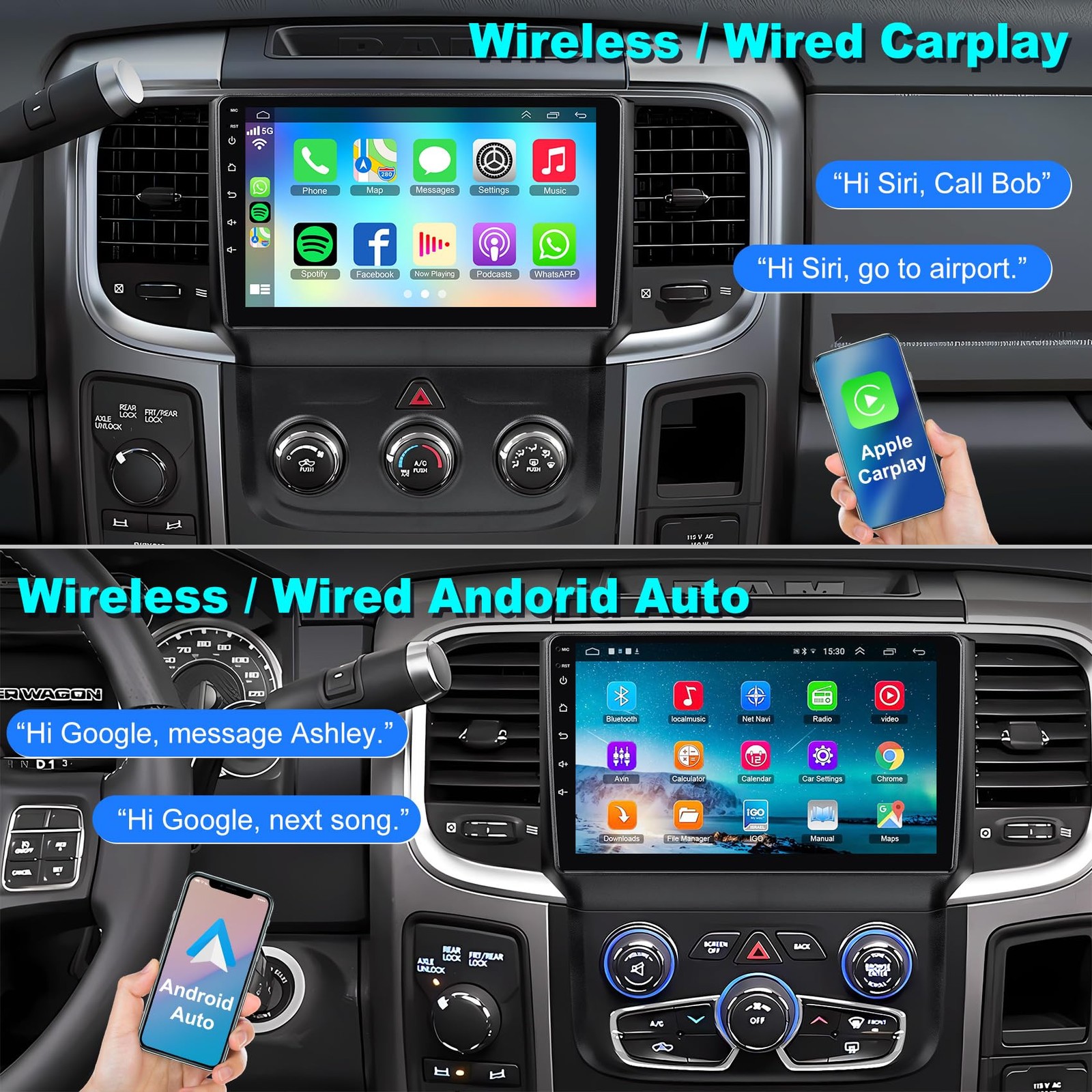 8-core 4G+64G Car Radio for Dodge 2013-2018 RAM 1500/2500/3500(Manual & Auto …