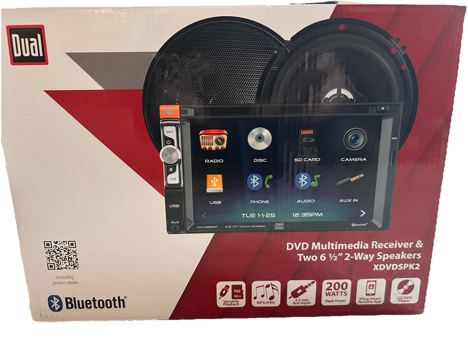 Dual Car DVD Multimedia Receiver and Two 6.5 2-way Speakers (XDVDSPK2) New