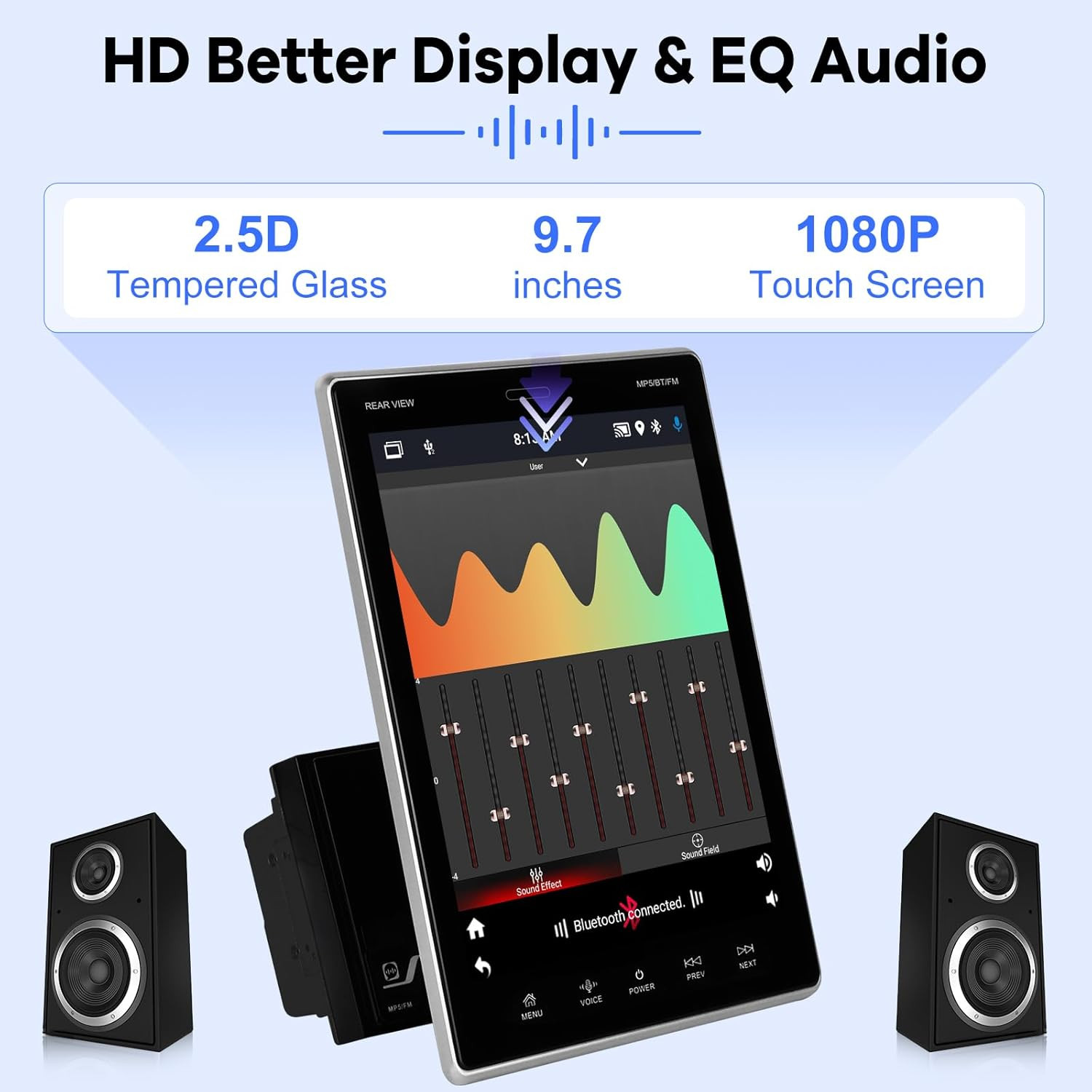 [2G+64G] 9.7 Inch Android Vertical Double Din Car Stereo 2 Din Touch Screen Carp