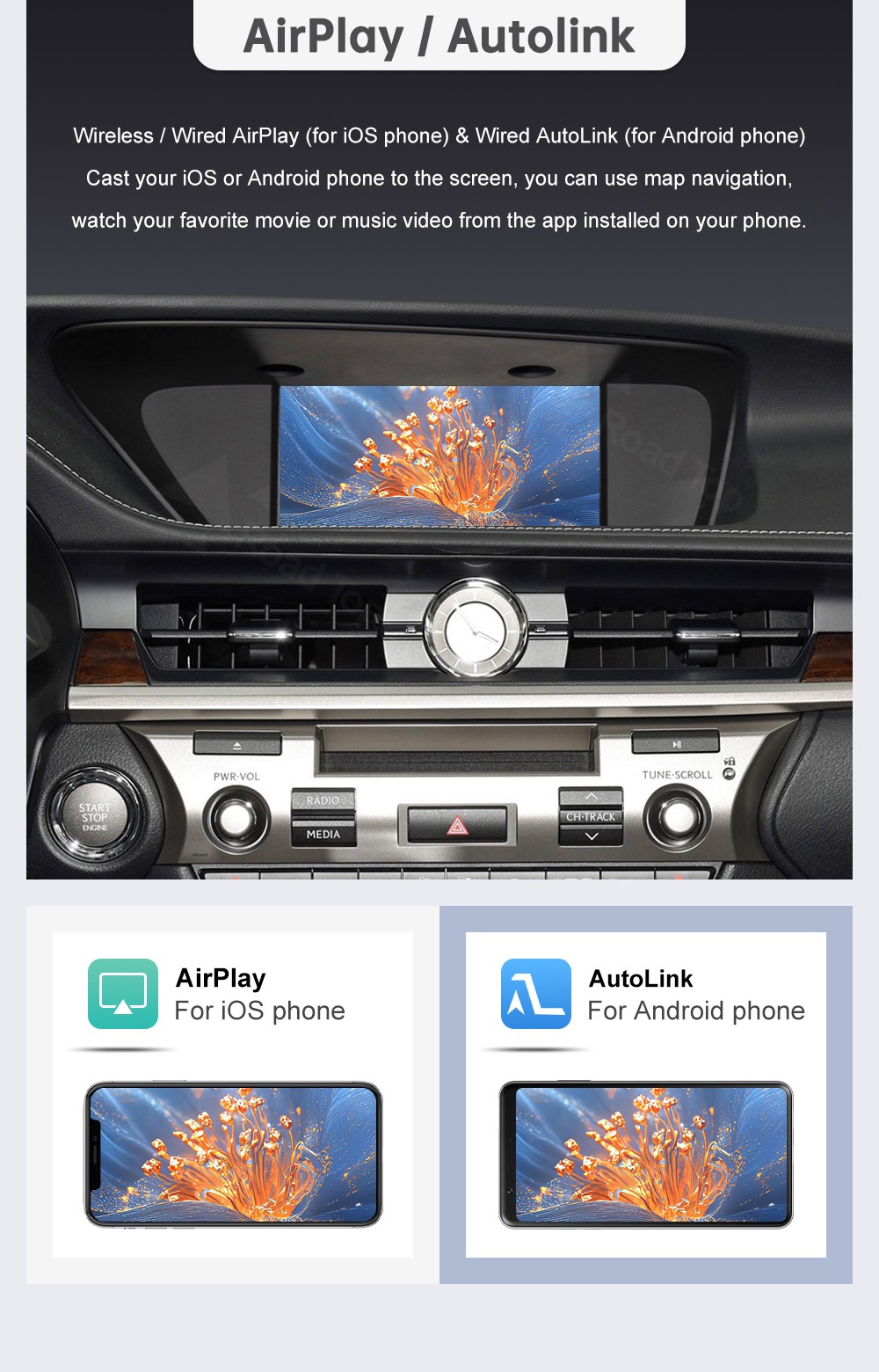 Wireless Carplay Android Auto Module For Lexus ES 2014-2019 Mirror Link AirPlay