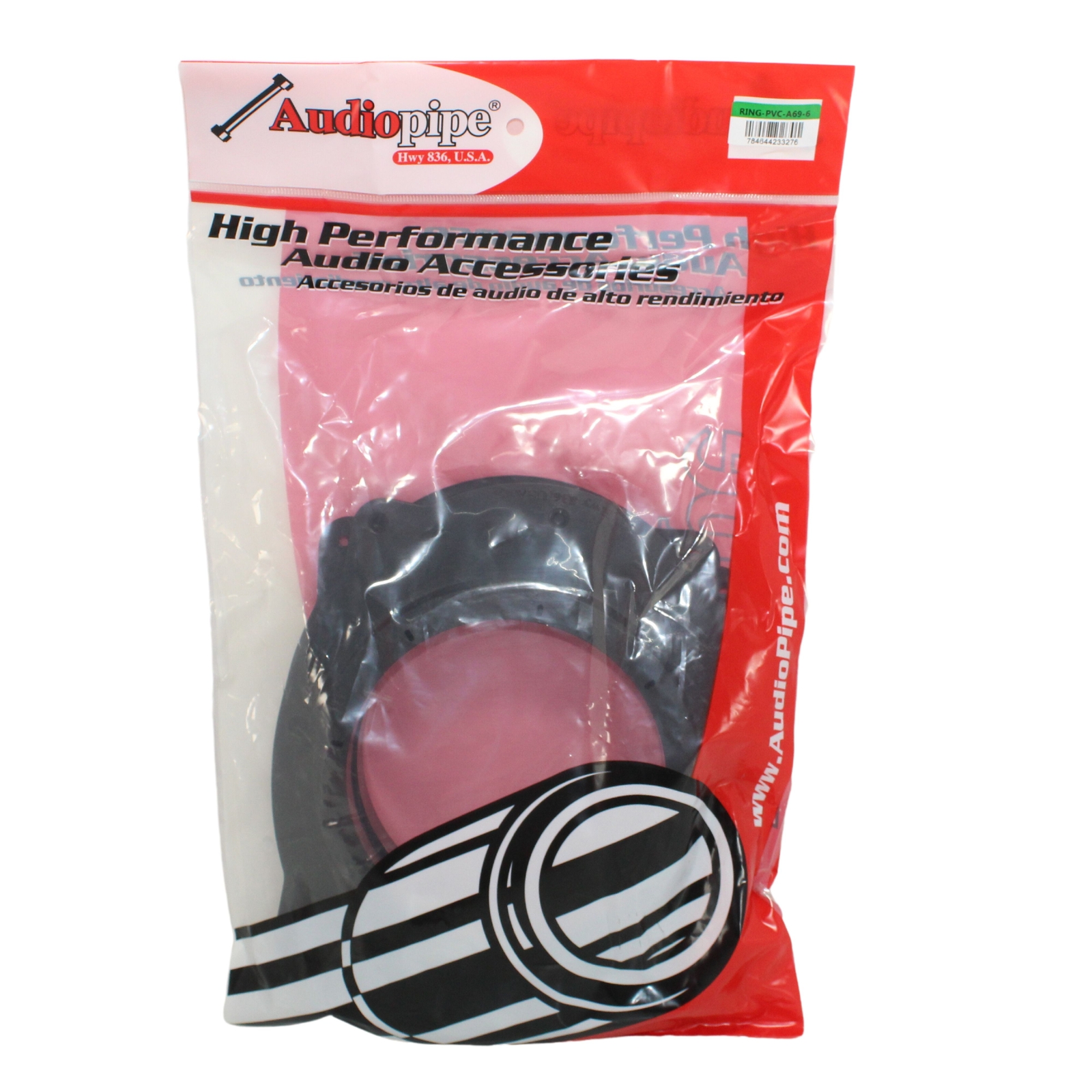 Audiopipe 6×9″ to 6″ PVC Plastic Adapter Ring Spacer Black (Pair) RING-PVC-A69-6