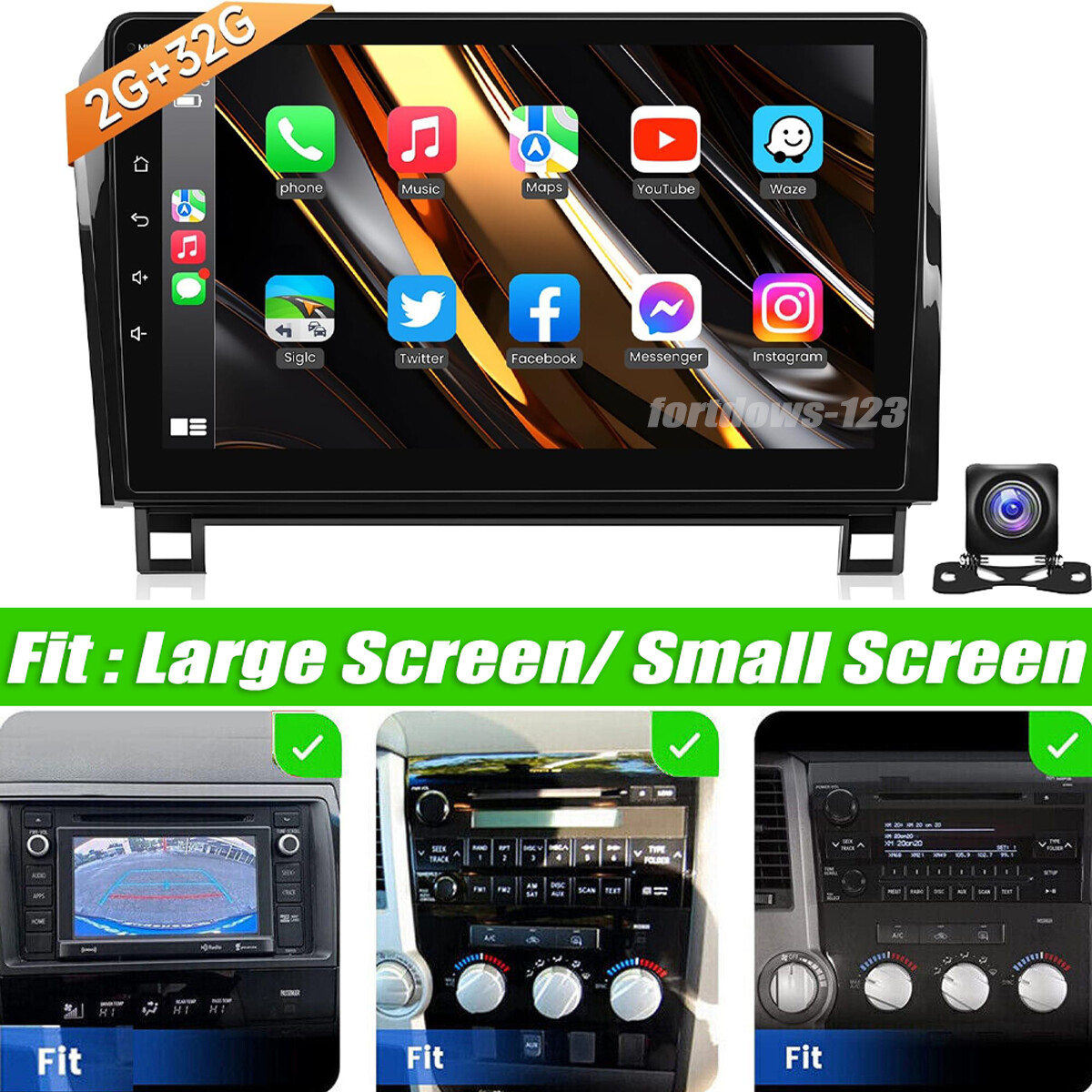 Android13 Car Stereo GPS Navi CarPlay Radio JBL 2+32GFor Toyota Tundra & Sequoia