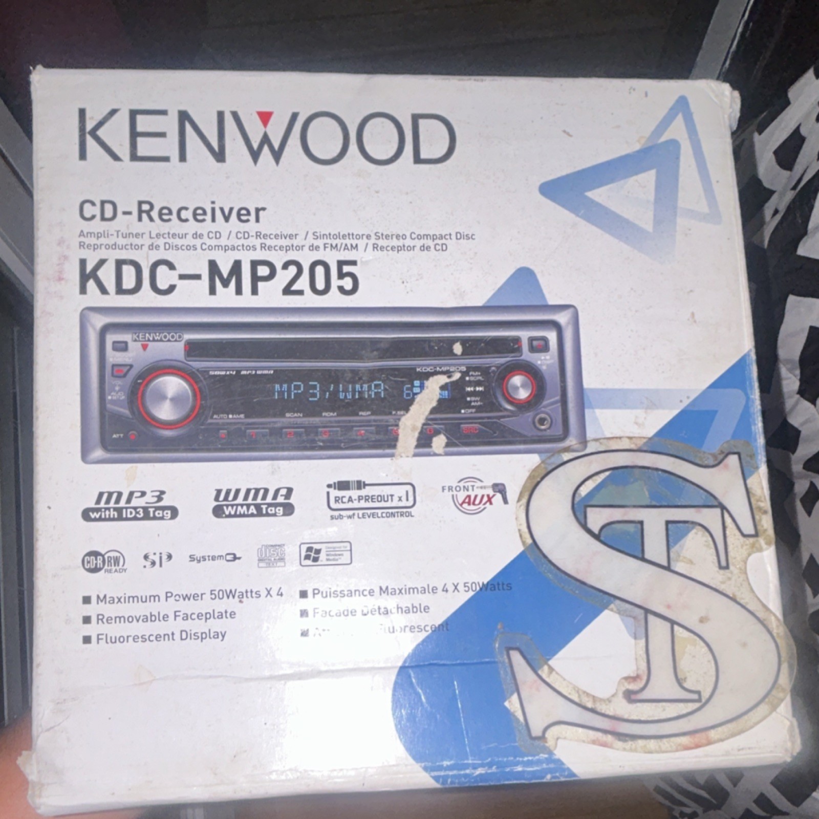 Kenwood KDC-MP205 1 DIN CD Player Receiver w/ Detachable Face & AUX Input