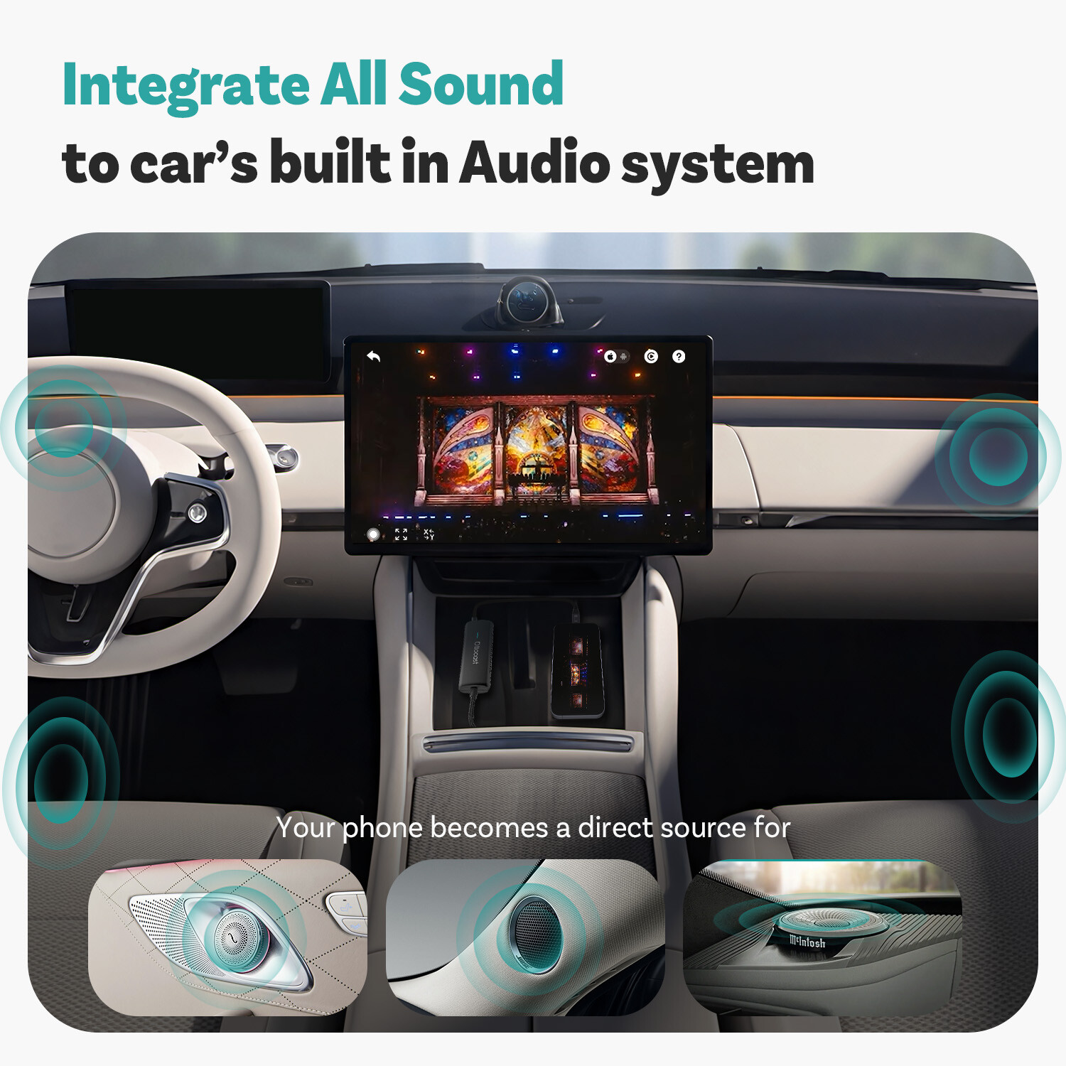 Ottocast Mirror Touch Wireless CarPlay Adapter Bidirectional control Phone & Car