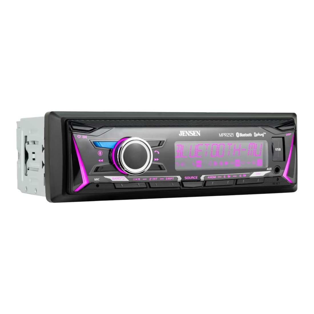 Jensen MPR2121 1-DIN In-Dash Mechless Bluetooth Digital Media Receiver with RGB