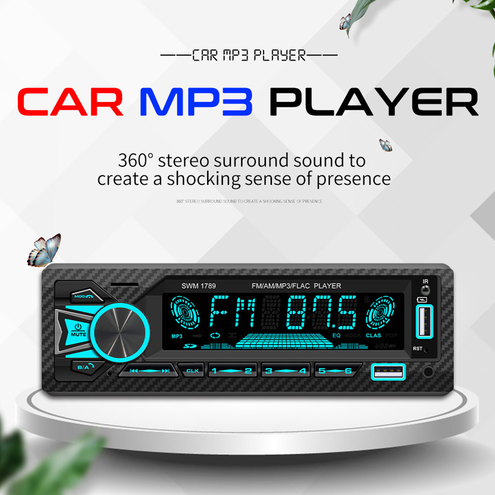 AI Voice Control Bluetooth Stereo Radio MP3 Player Positioning to Find a car US