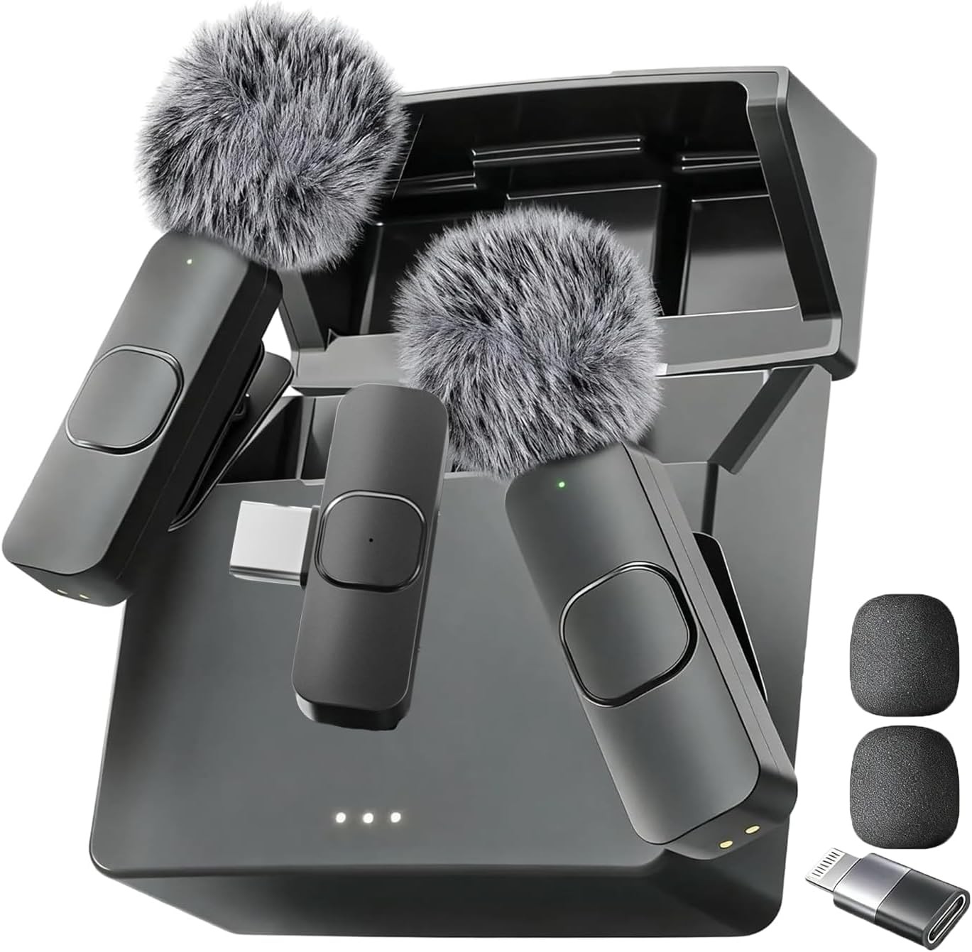 (Latest Model – Wireless Mini Microphone for Iphone, Ipad, Android – 2 Pack Lava