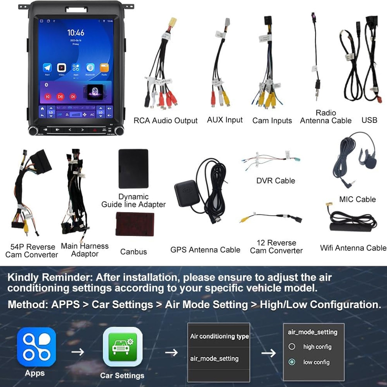 For Ford F150 2013 2014 12.1″Android 13 Tesla Apple CarPlay Radio Stereo 6+128GB