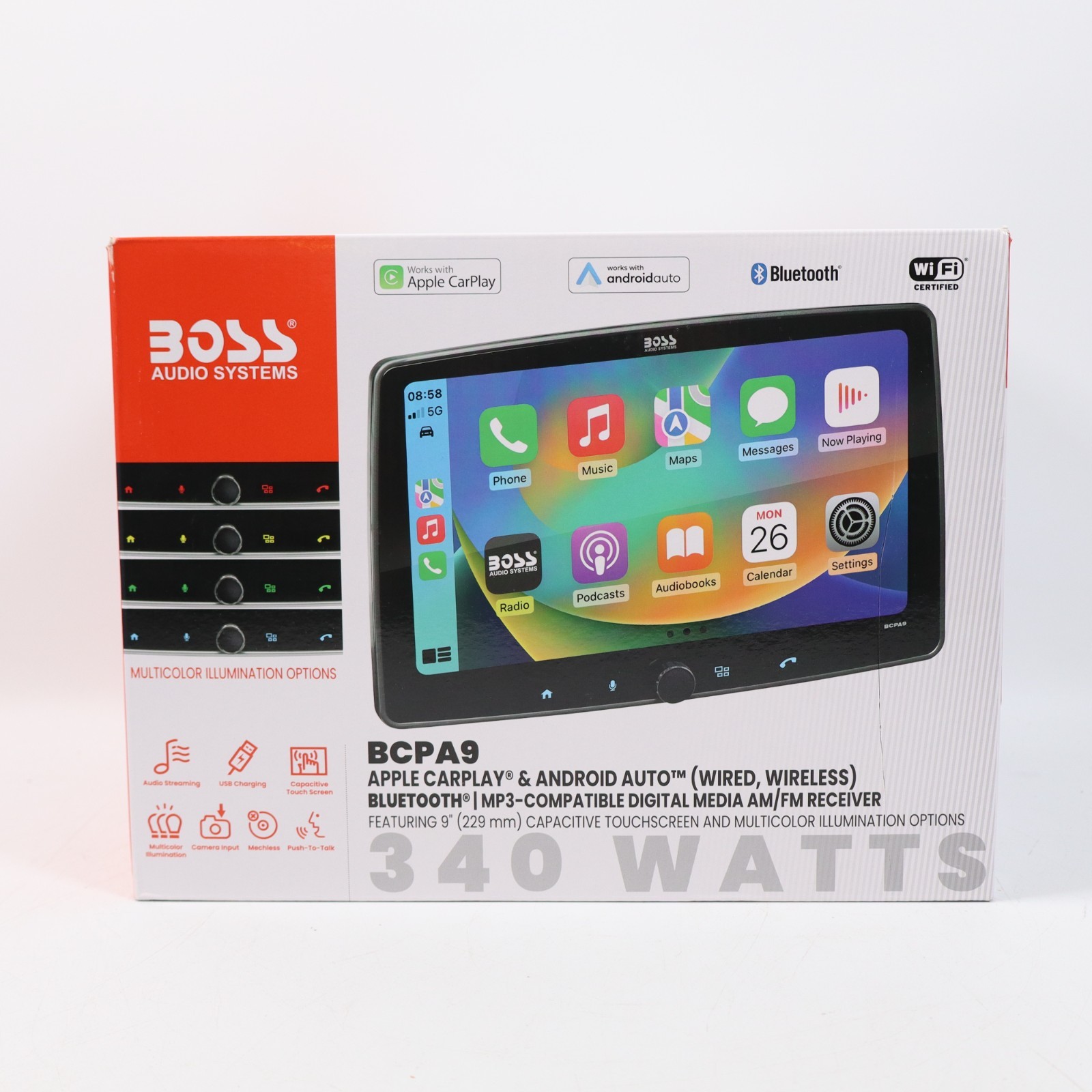 BOSS Audio Systems BCPA9 Single DIN Car Stereo Wireless Apple CarPlay, Android