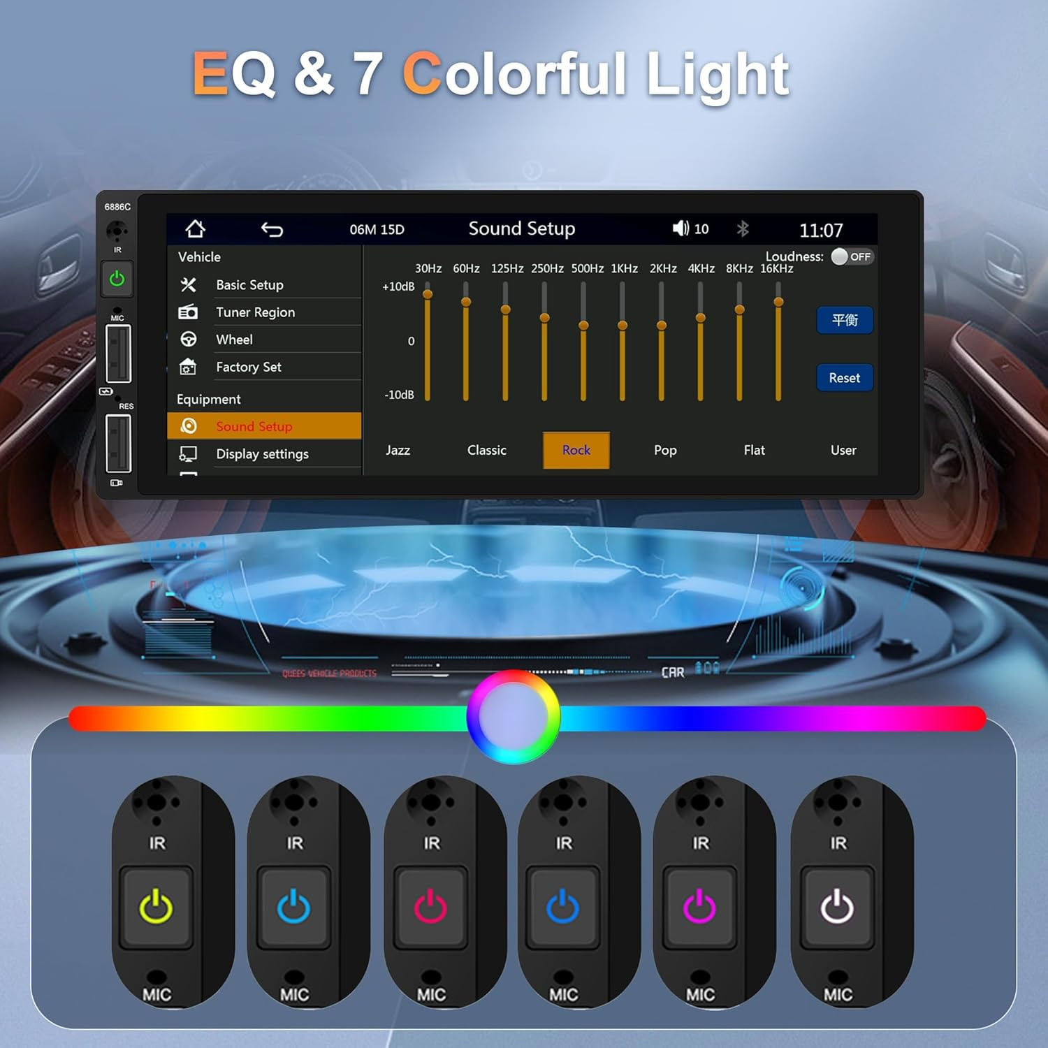 Single Din Car Stereo Wireless Carplay Car Radio Bluetooth 5.0, 6.86″ Touchscre
