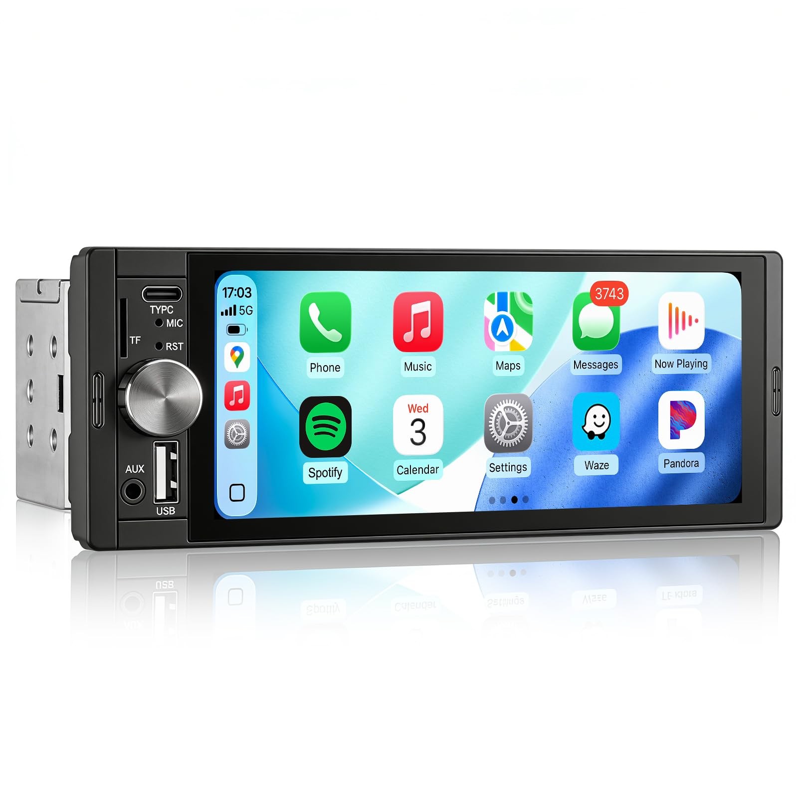 AINAVI 6.36 Inch Single Din Touchscreen Car Stereo Carplay Android Auto SWC/F…