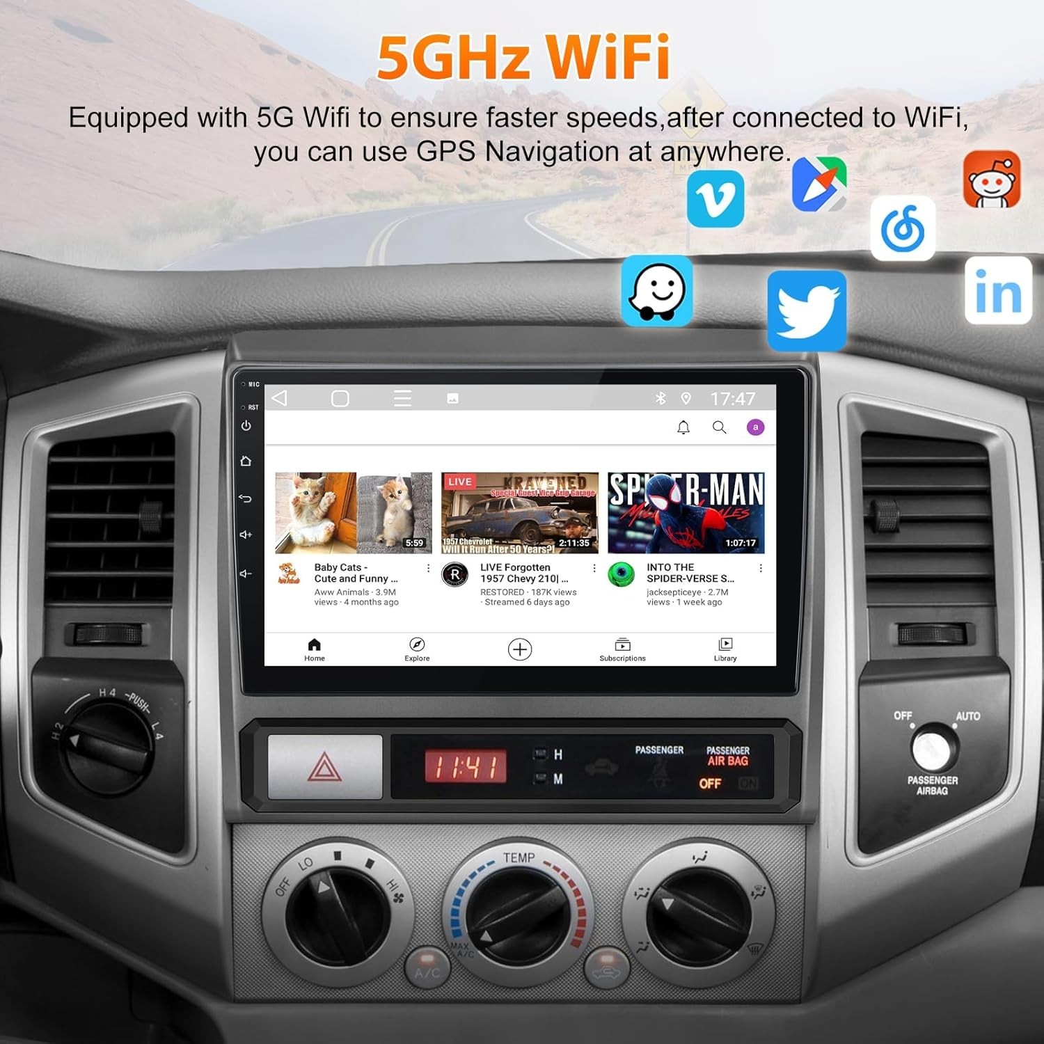 4Core 64GB Car Radio Stereo for Toyota Tacoma 2005-2015 with CarPlay Android Aut