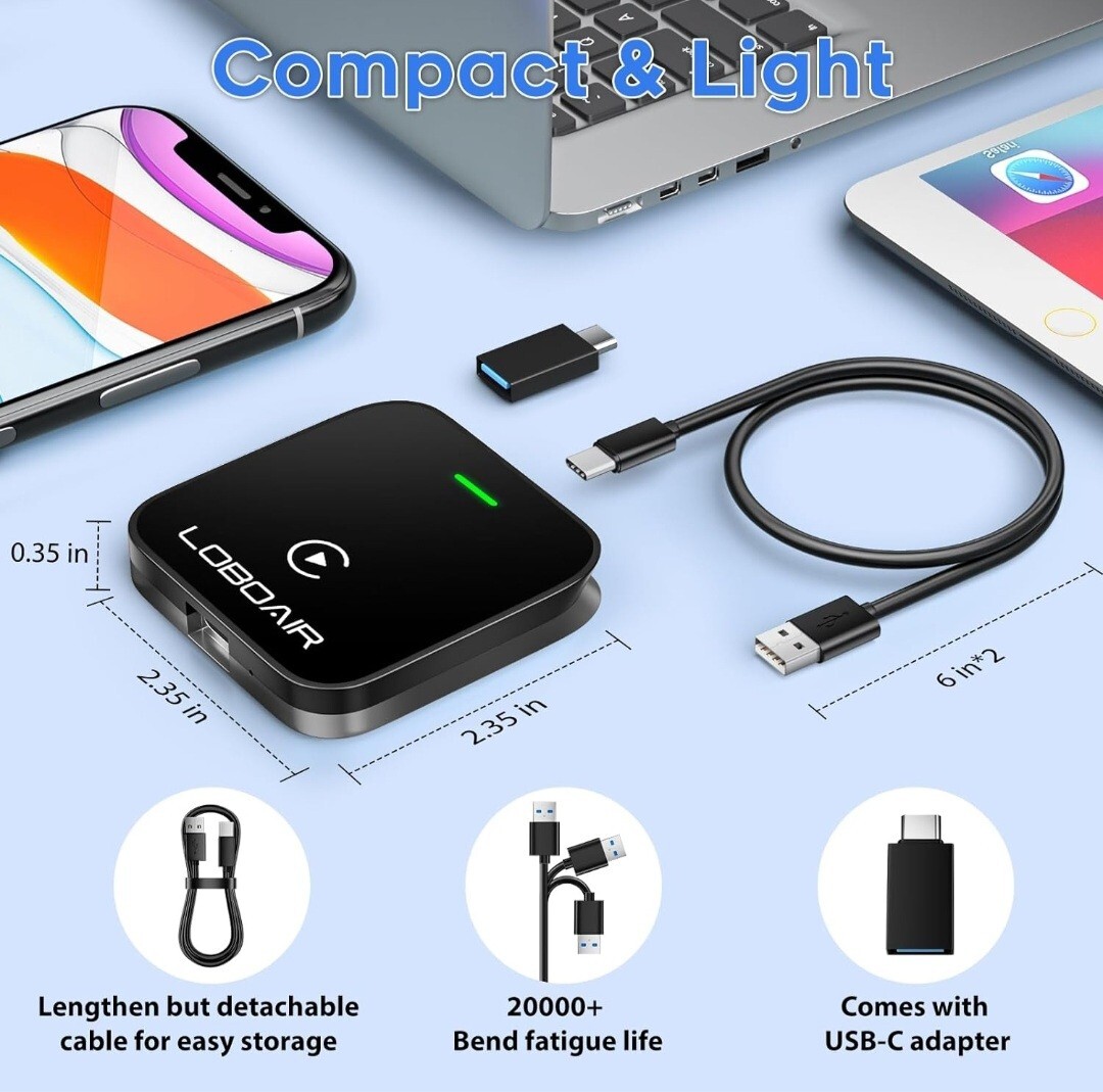 Carplay Automatic Adapter Converts Wired to Wireless Fits Cars 2015+ IOS 10+