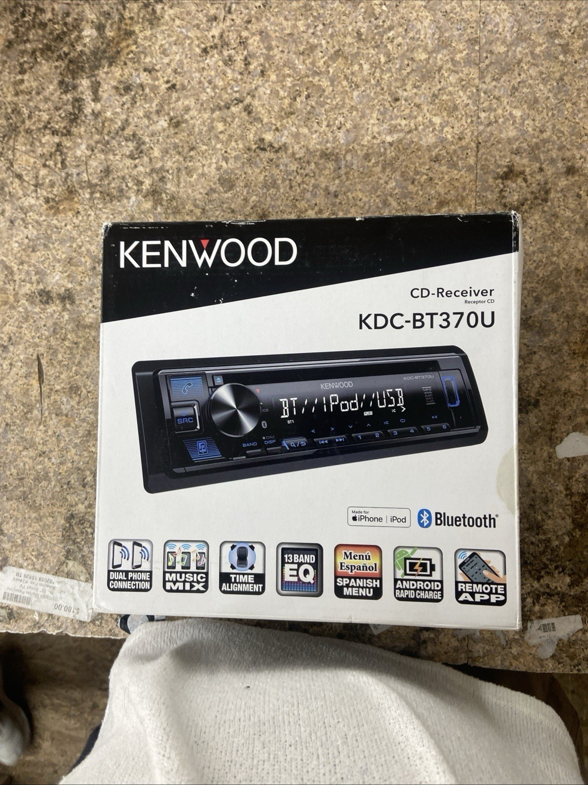 Kenwood KDC-BT370U Bluetooth 200w Car CD Player Android iPhone AM FM MP3 USB Aux