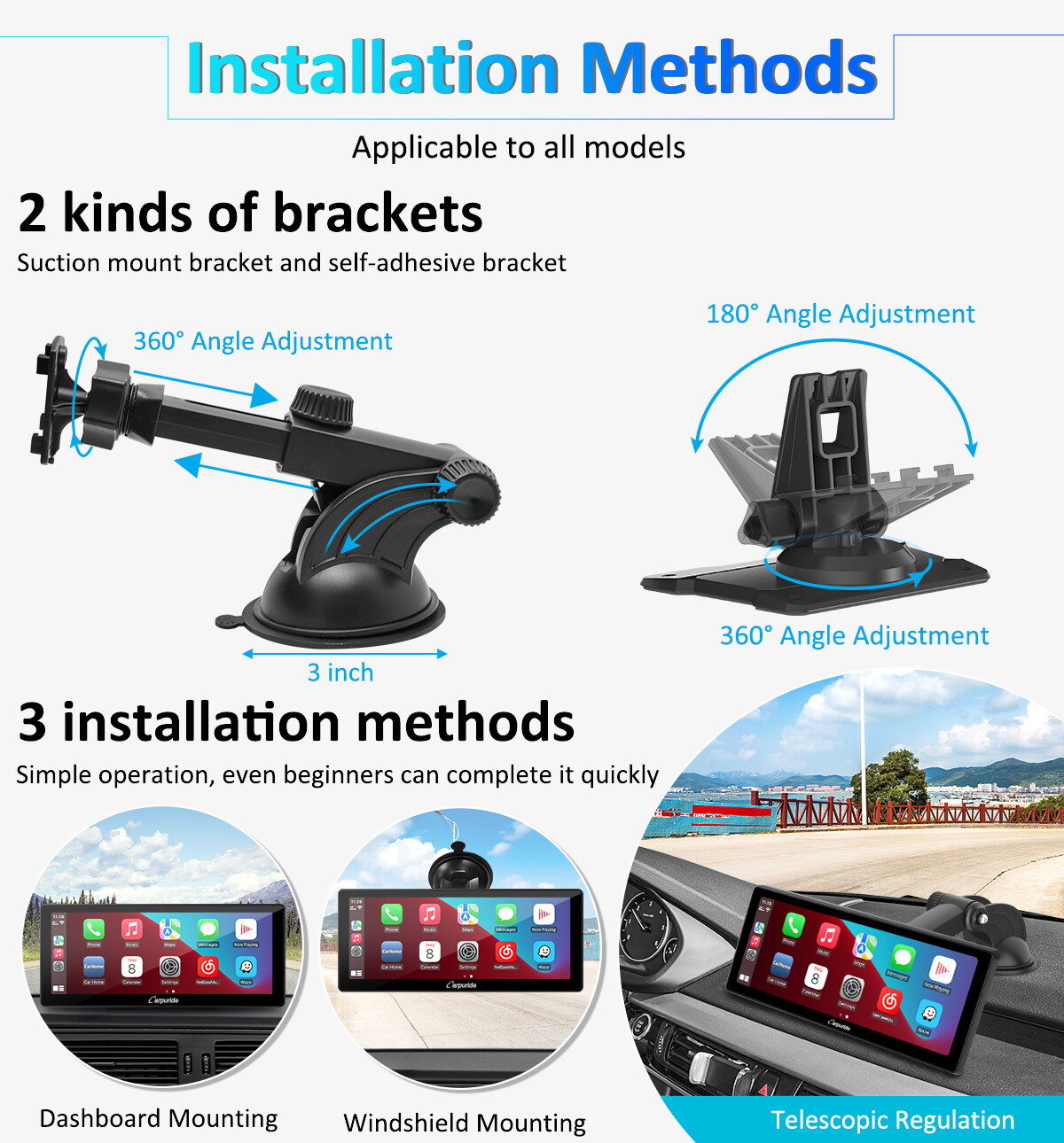 Carpuride 10.3 Inch Car Stereo Apple Carplay Android Auto Radio Receive Car Play