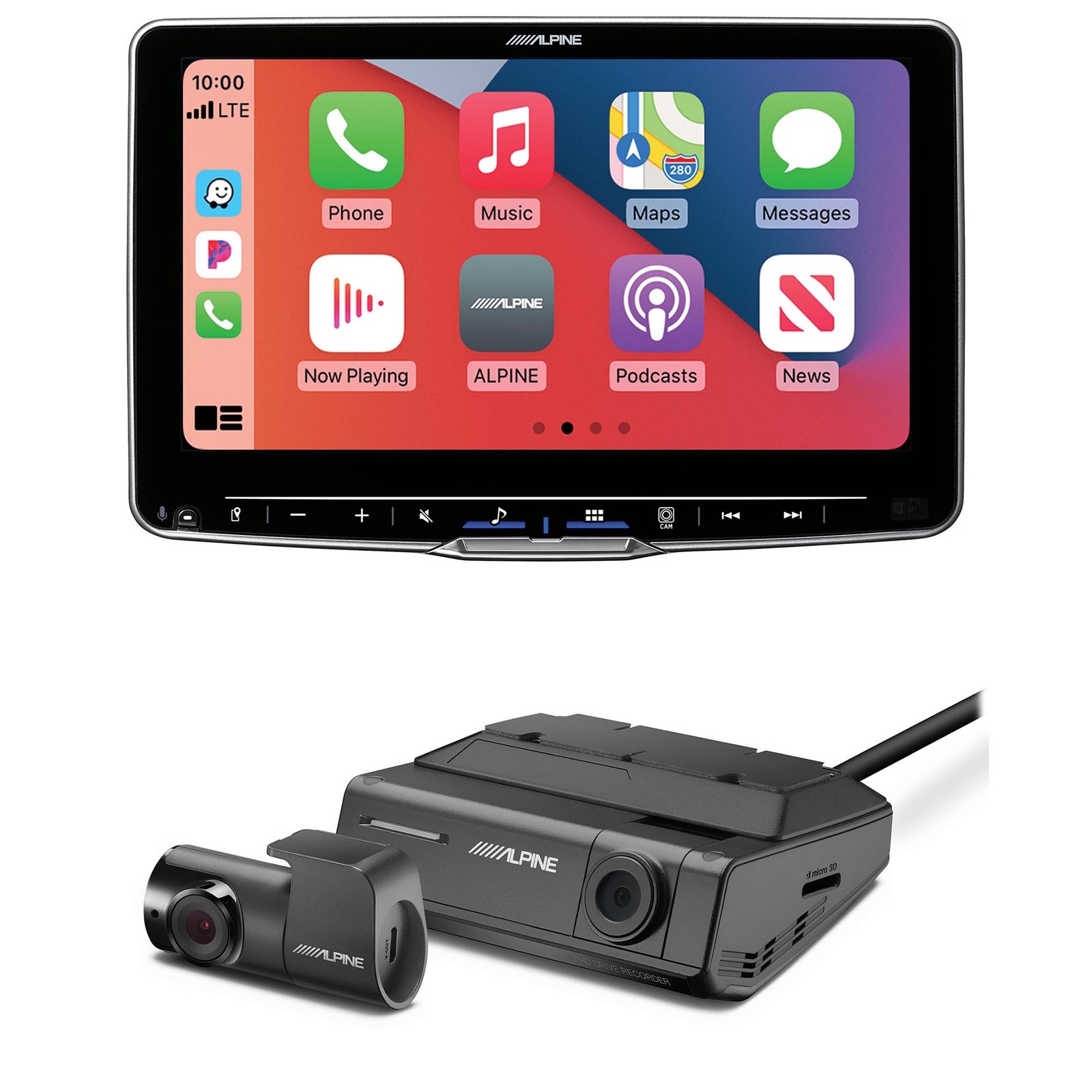 Alpine ILX-F509 9″ Receiver w/Wireless Android Auto/Apple CarPlay & DVR-C320R