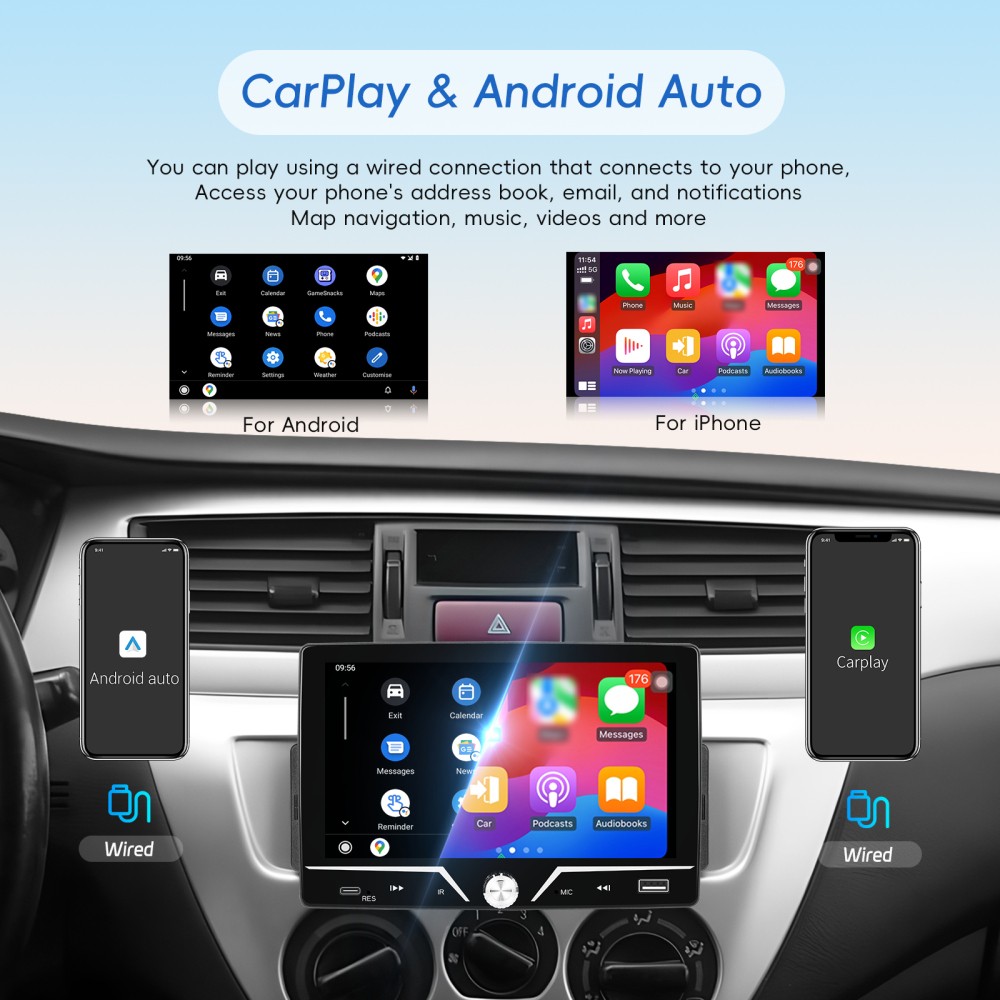 7″ Single 1Din Apple CarPlay Car Stereo Radio Touchscreen Bluetooth FM TYPE-C