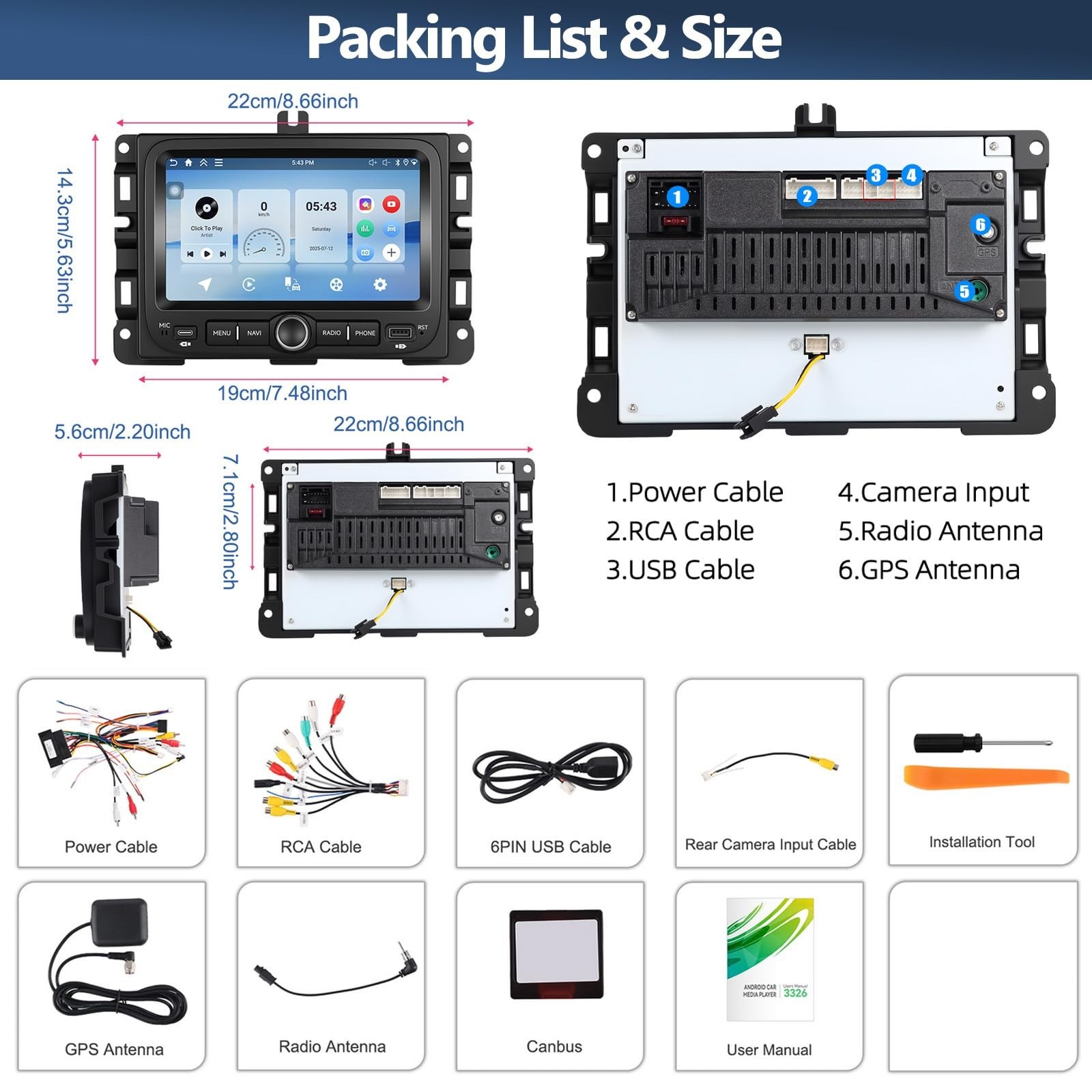 CAMECHO 4+64G Car Radio Stereo for Jeep Renegade 2015-2020 / Jeep Compass 201…