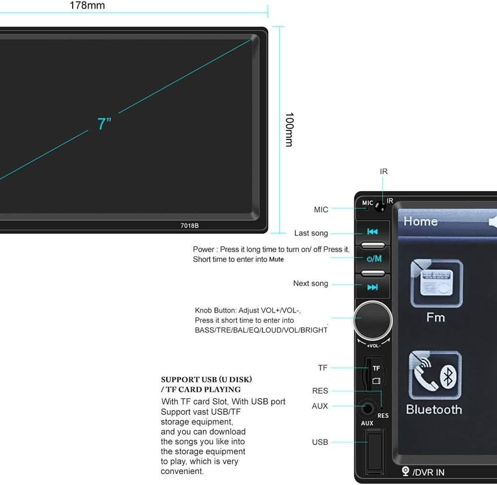 In-Dash Car Radio 4-Channel Output + Steering Wheel Control#