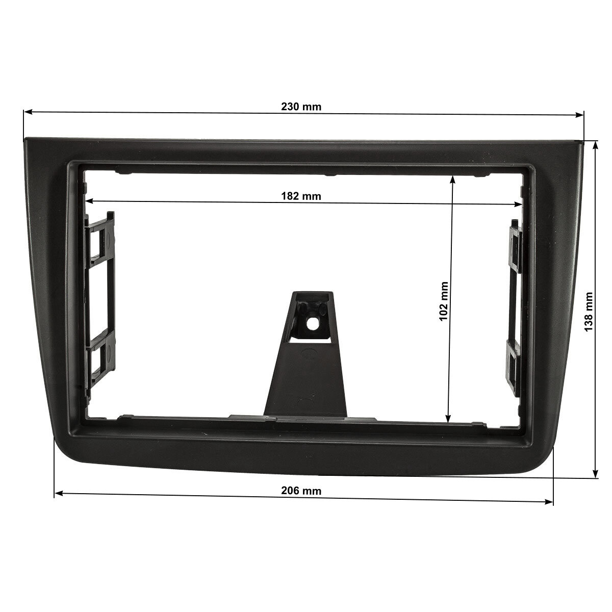 Double 2 DIN Mask For Alfa Romeo MiTo Up To 7″ Max 102x182mm In Matte Black