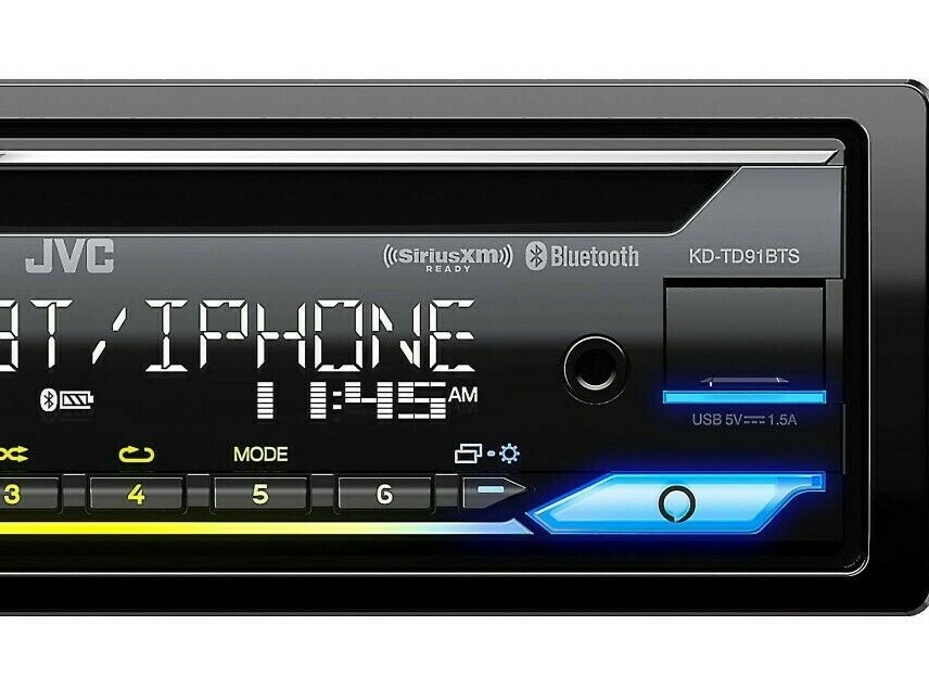 JVC KD-TD91BTS Bluetooth CD Player Android iPhone Alexa Pandora XM USB Aux AM FM
