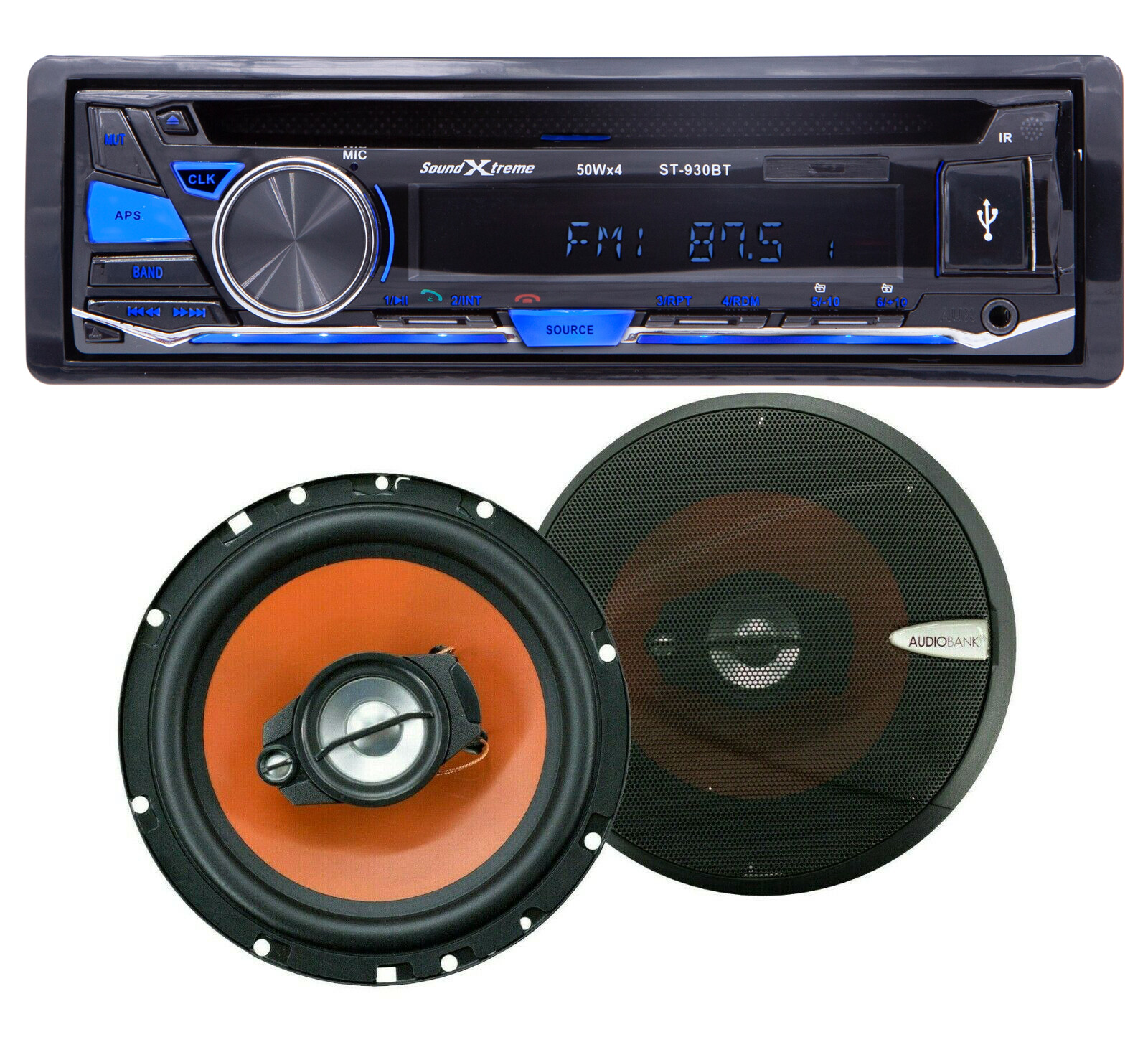SoundXtreme Car Audio CD AM FM SD USB Bluetooth Receiver +2x 600W 6.5″ Speakers