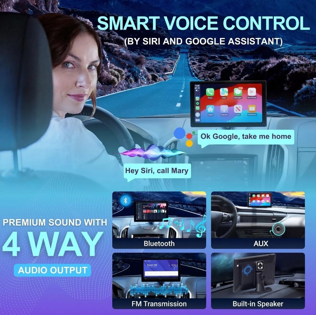 LinknDriveDash 9” Wireless Apple CarPlay & Android Auto Stereo Radio
