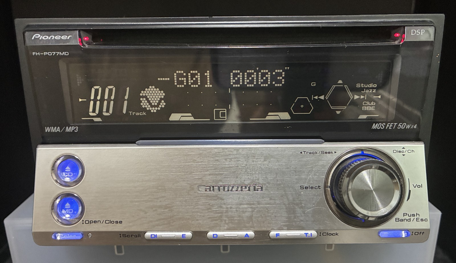 Pioneer Carrozzeria FH-P077MD Car Audio 2DIN CD MD IP-BUS Working Tested JDM