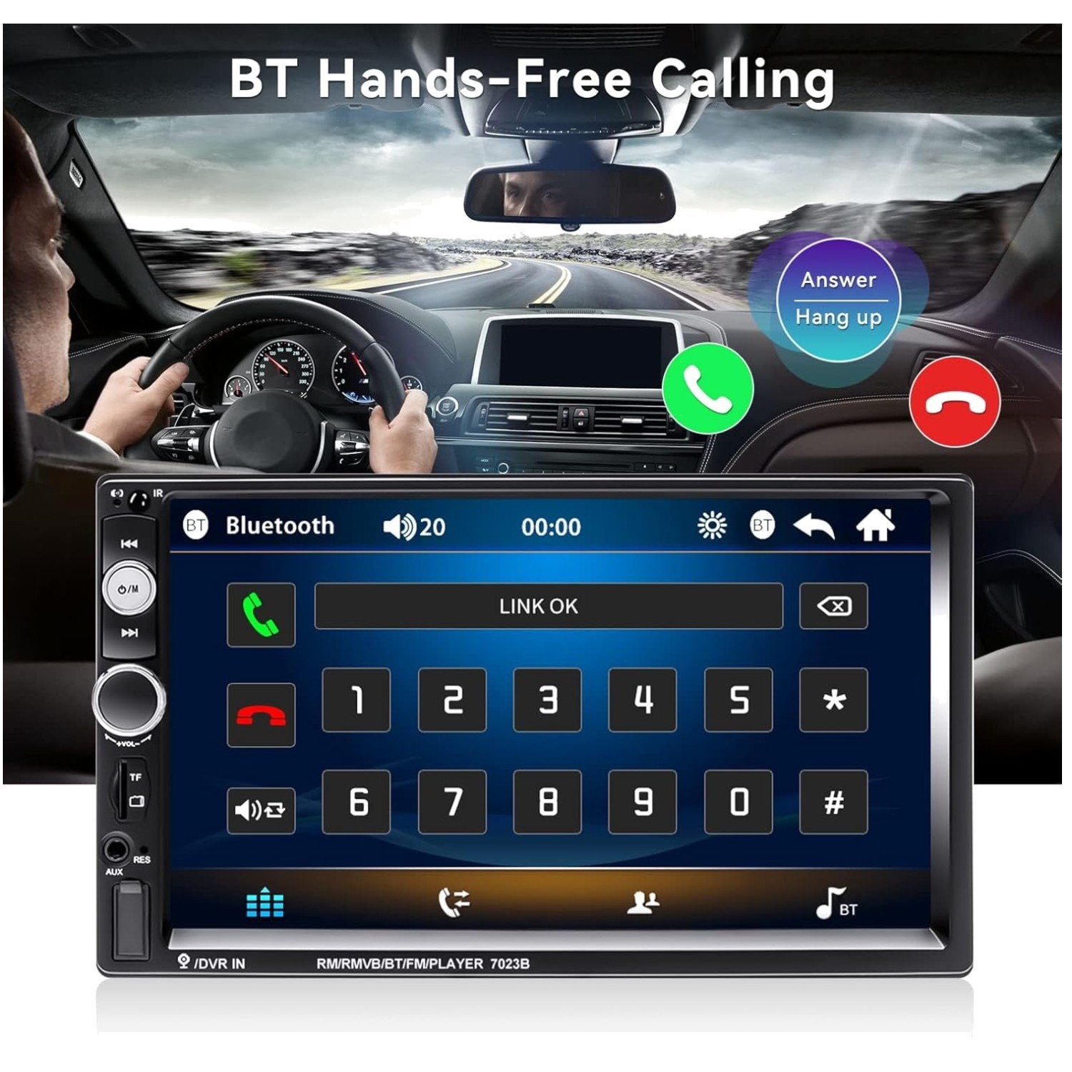 Double Din Car Stereo with Backup Camera + Bluetooth