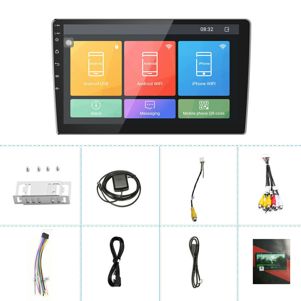 4+64GB 2DIN Rotatable 10.1” Android 13 Touch Car Stereo Radio GPS Wifi Carplay