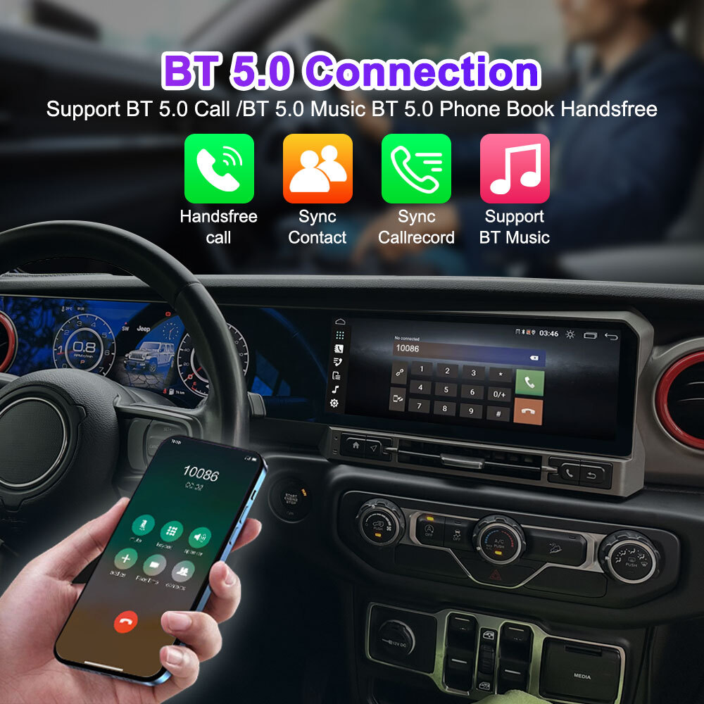 12.3+12.3Inch For Jeep Wrangler 2018-2022 Car GPS Player Radio Stereo Navi 128G