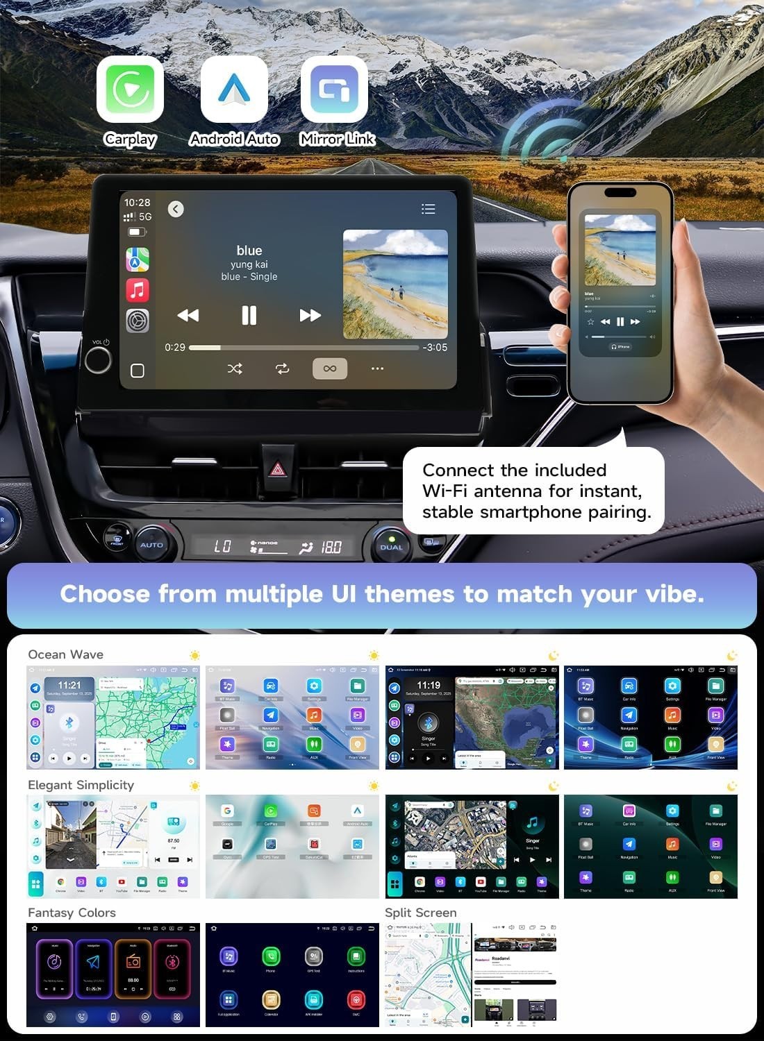 Roadanvi Android 14 6GB+128GB 11.6″ Car Stereo for Toyota Camry 2021-2023 4720
