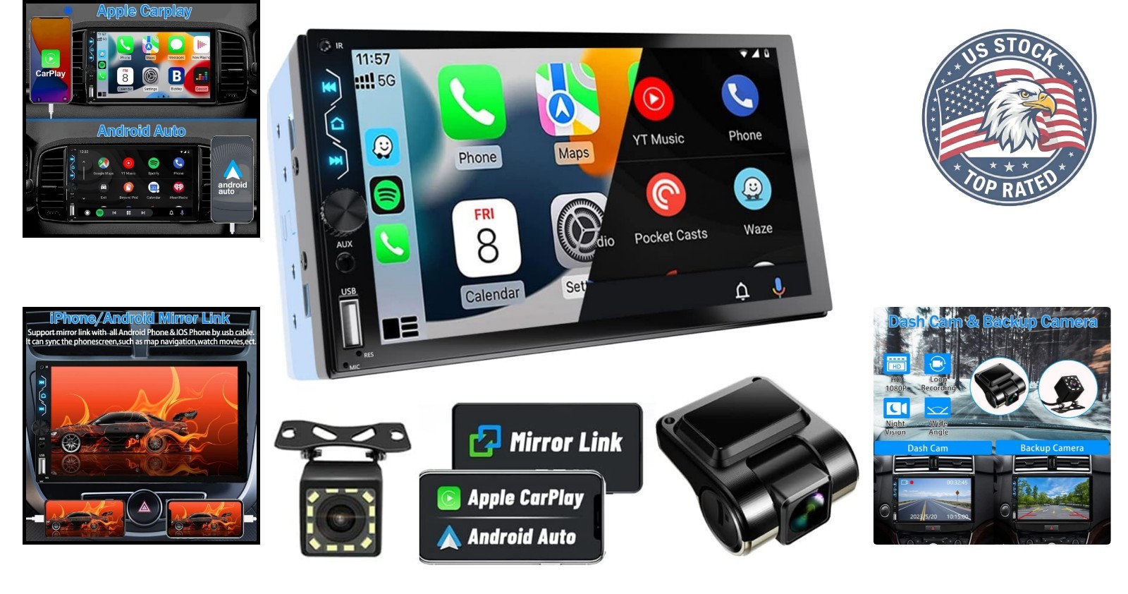 Full HD 7-Inch Touchscreen Car Stereo with Bluetooth & Android Auto Connectivity