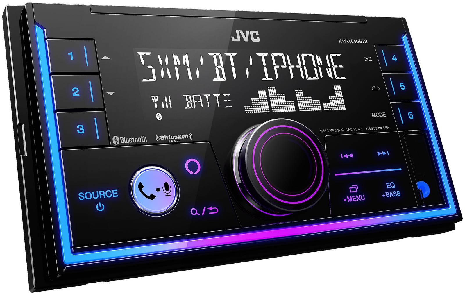 JVC KW-X840BTS 2 DIN Digital Media Receiver Bluetooth USB SiriusXM Amazon Alexa
