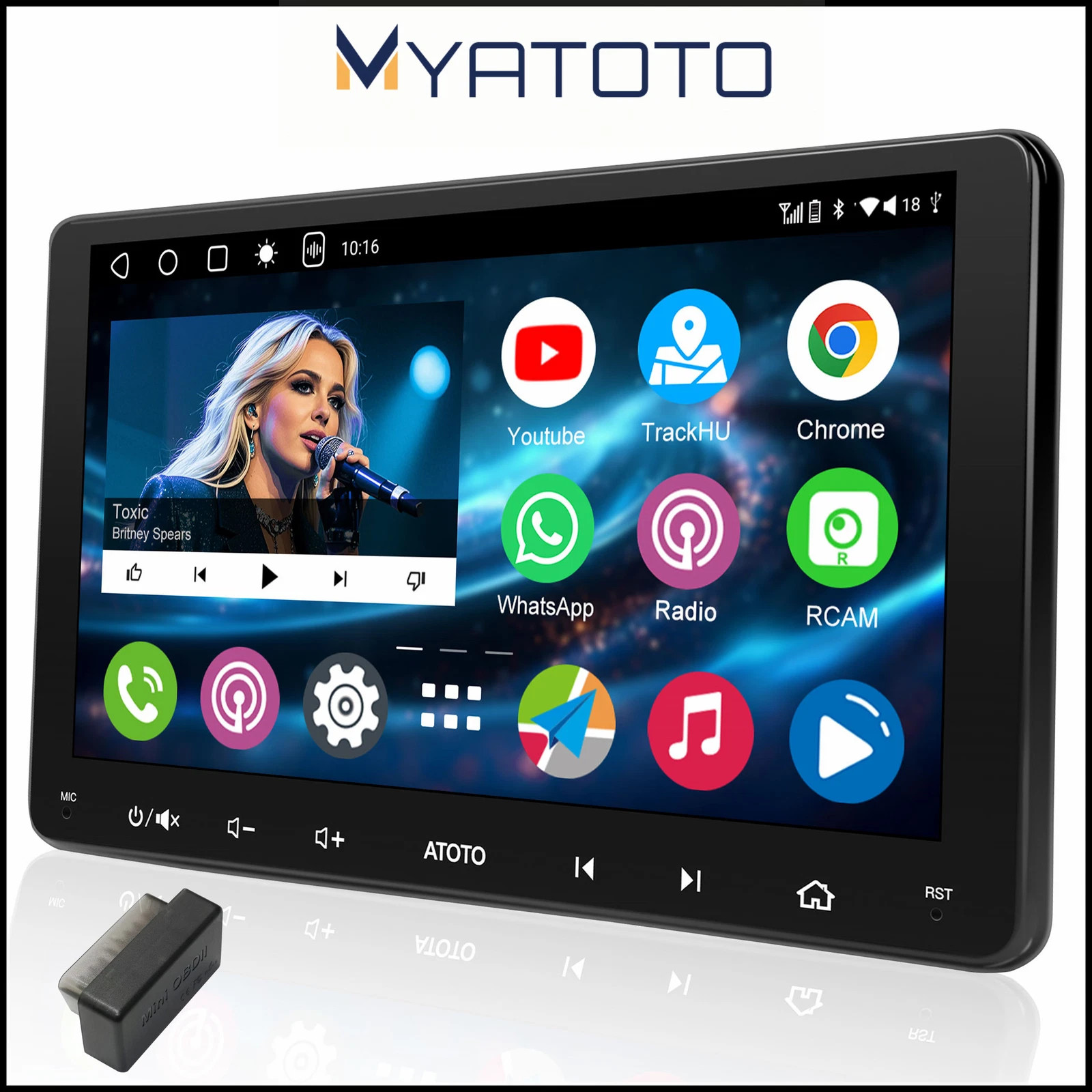 ATOTO A6 9” 2 DIN Car Audio Receiver Wireless CarPlay Android Auto /OBD Scanner
