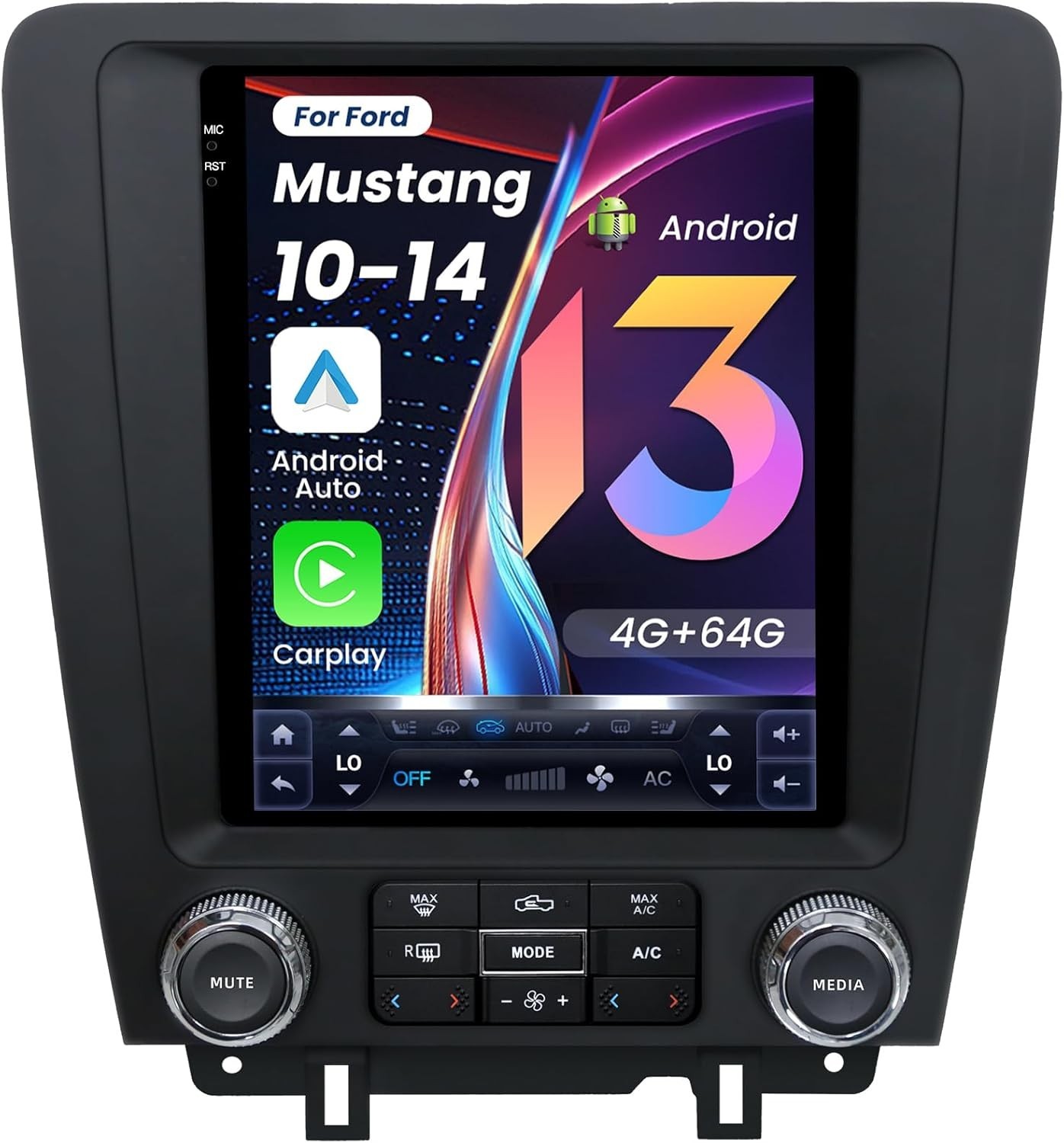 9″ 8 Core Car Stereo 4+64GB Android 13 For Ford Mustang 2010-2014 CarPlay GPS